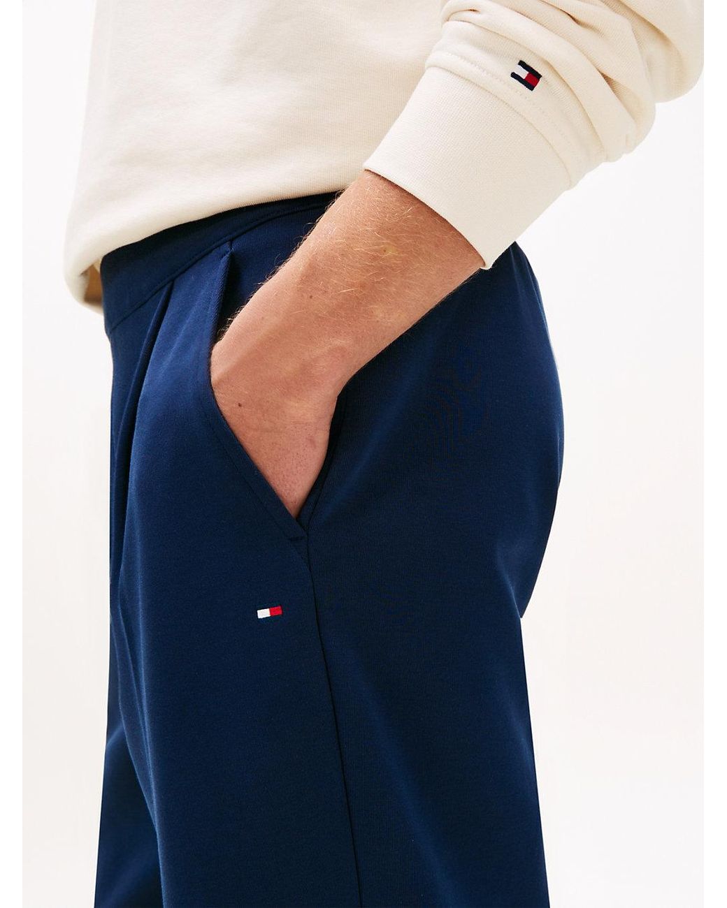 Tommy Hilfiger Blue Intechno Knit Flag Embroidery Joggers for men