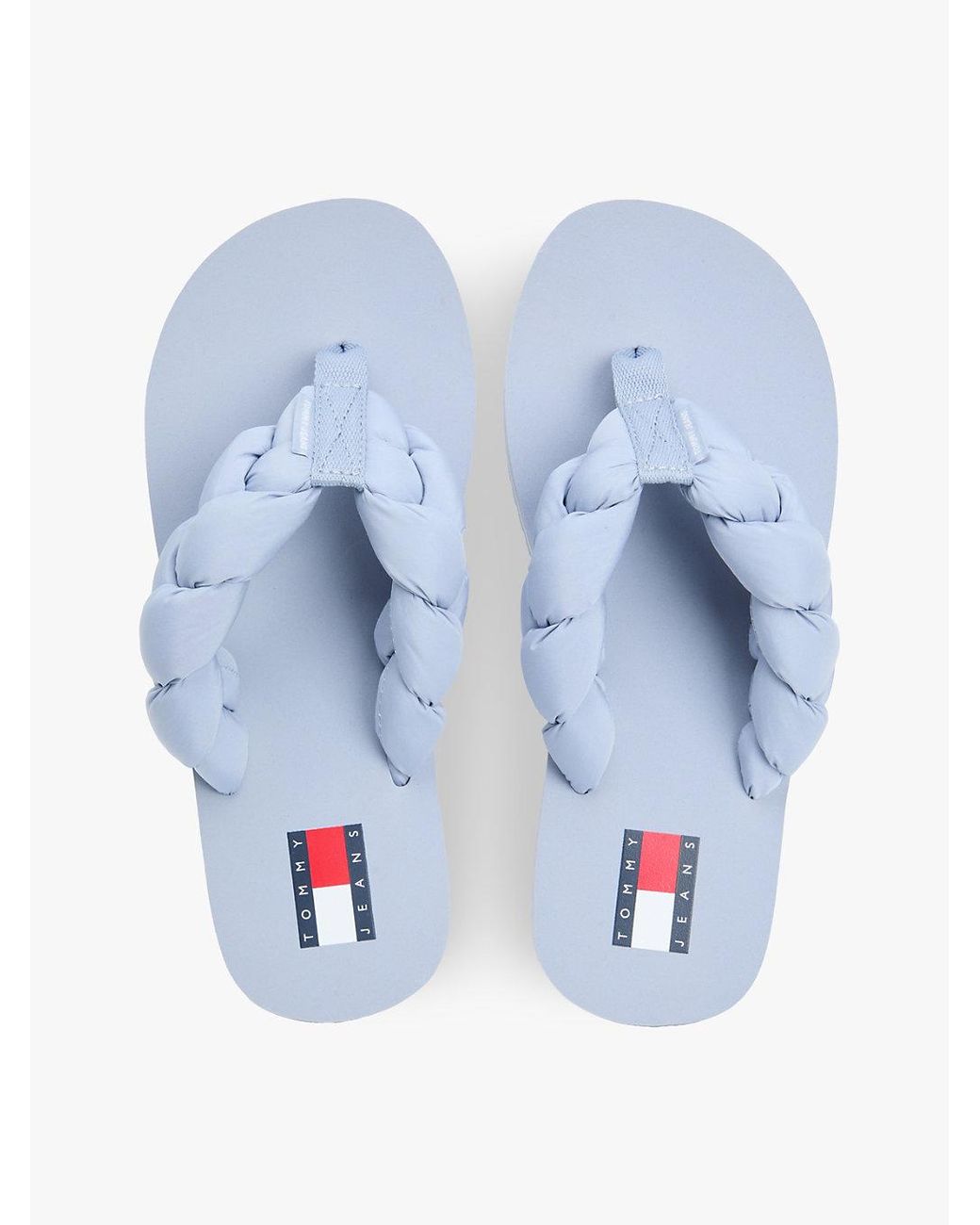 Tommy Hilfiger Blue Braided Padded Strap Serrated Flip-Flops