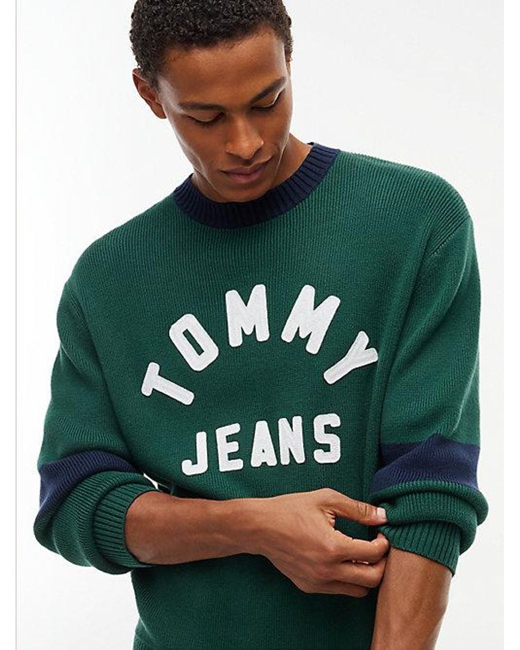 Tommy Hilfiger Green Tommy Jeans Classic Logo Appliqué Jumper for men