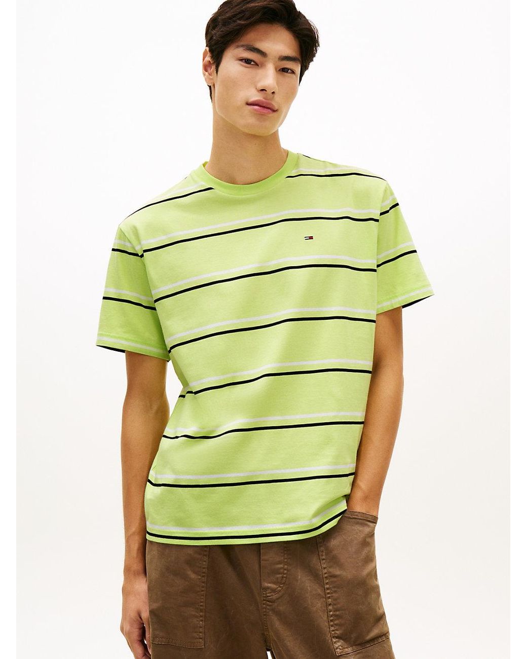 Tommy Hilfiger Green Hilfiger Flag Stripe Relaxed Jersey T-Shirt for men