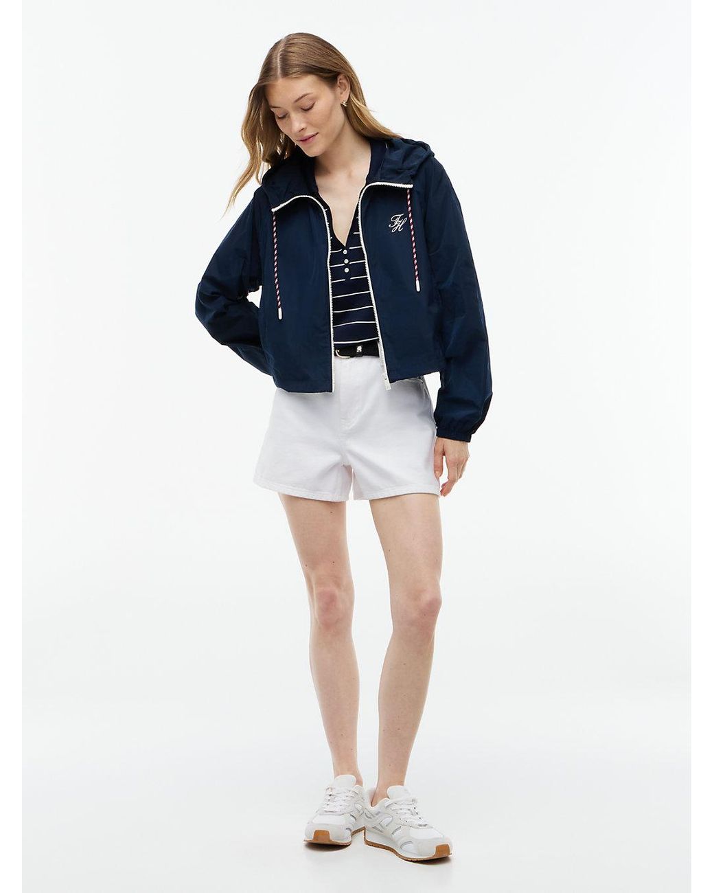 Tommy Hilfiger Blue Logo Water Repellent Hooded Windbreaker
