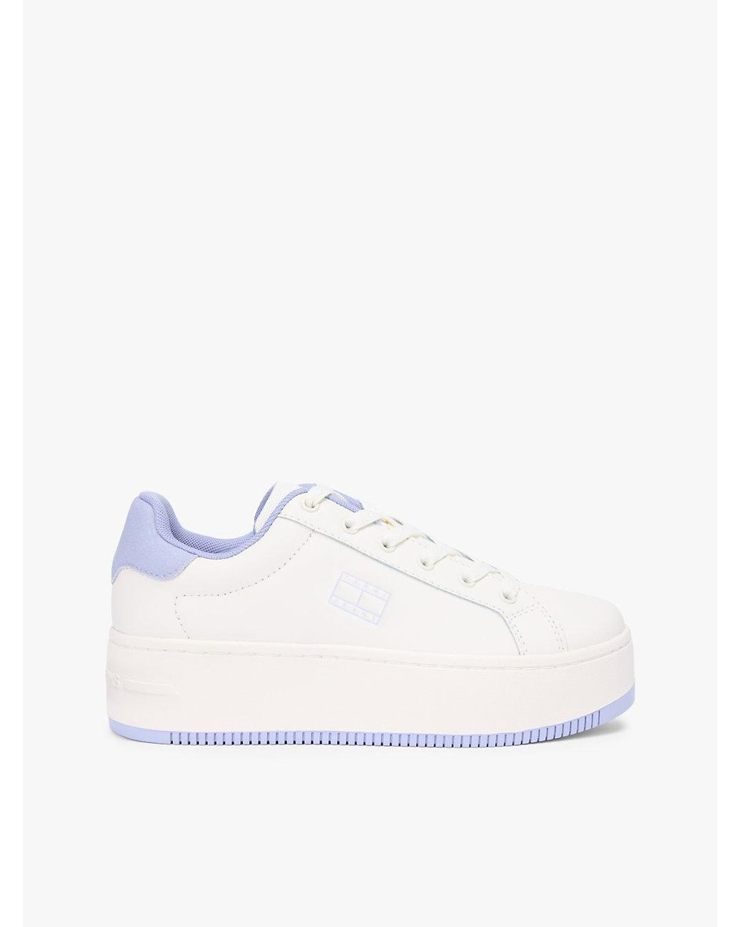 Tommy Hilfiger White Essential Logo Platform Trainers With Leather