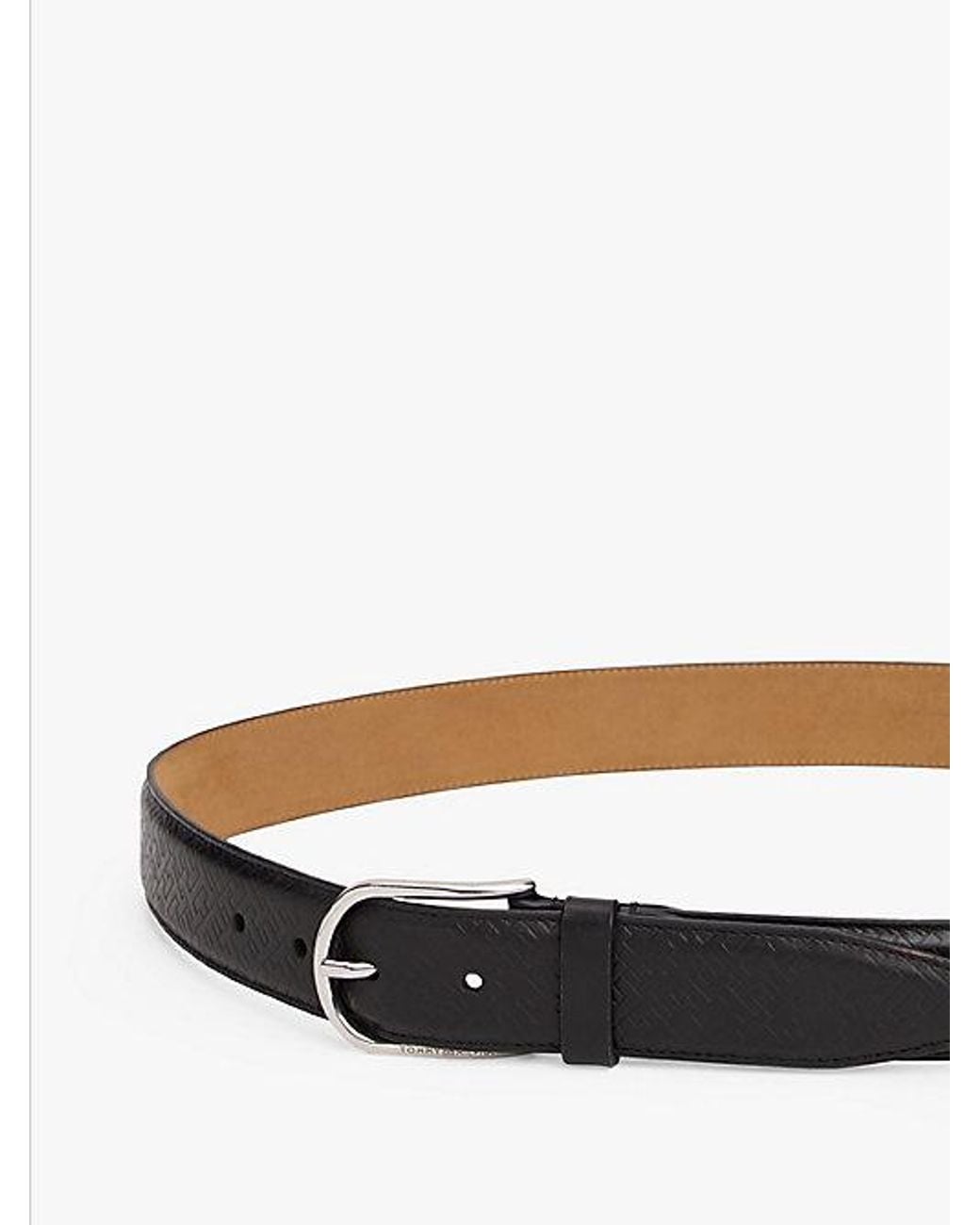 Tommy Hilfiger Black Th Business Monogram Leather Belt for men