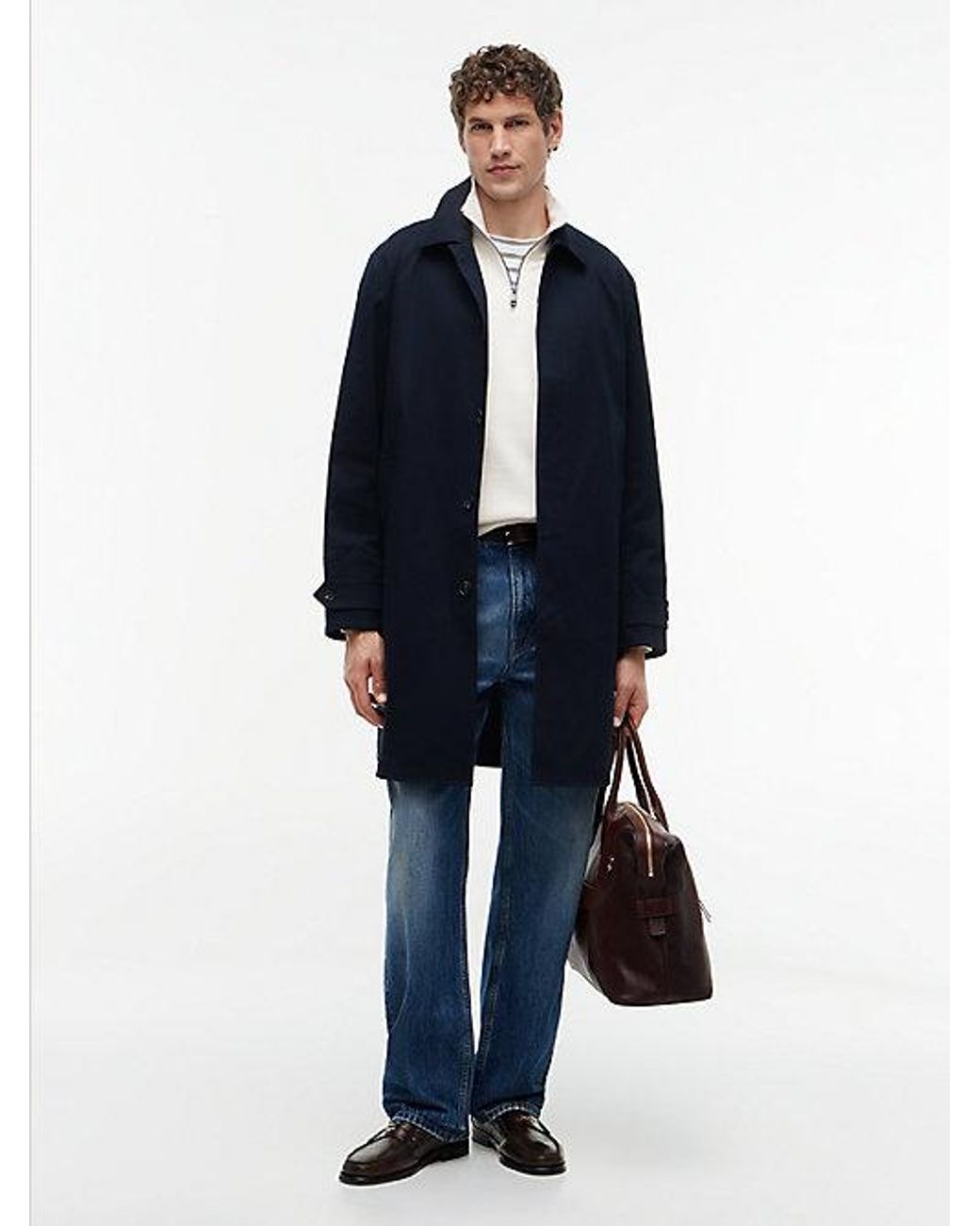 Tommy Hilfiger Blue Twill Relaxed Car Coat for men