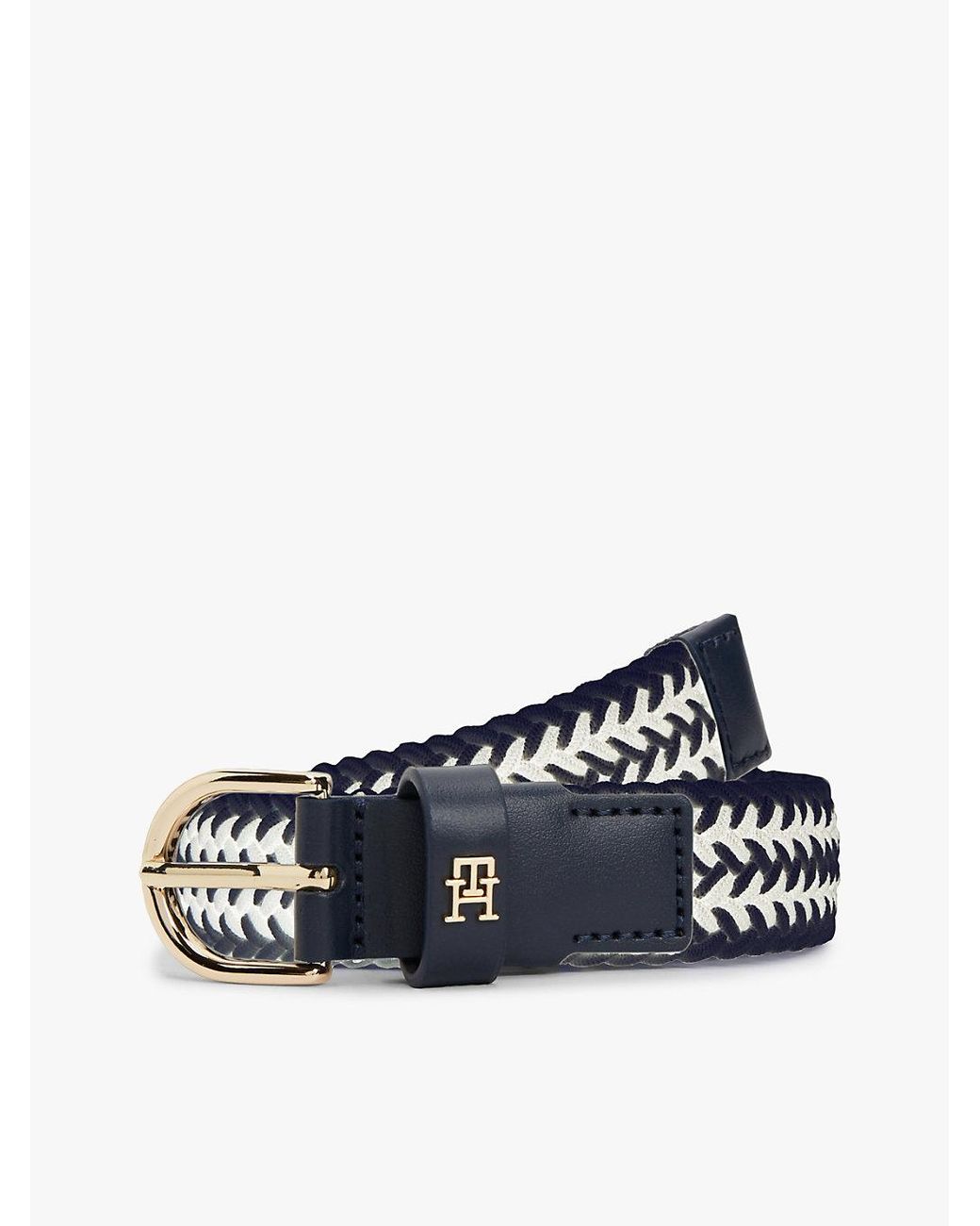 Tommy Hilfiger Blue Essential Th Monogram Braided Elastic Belt