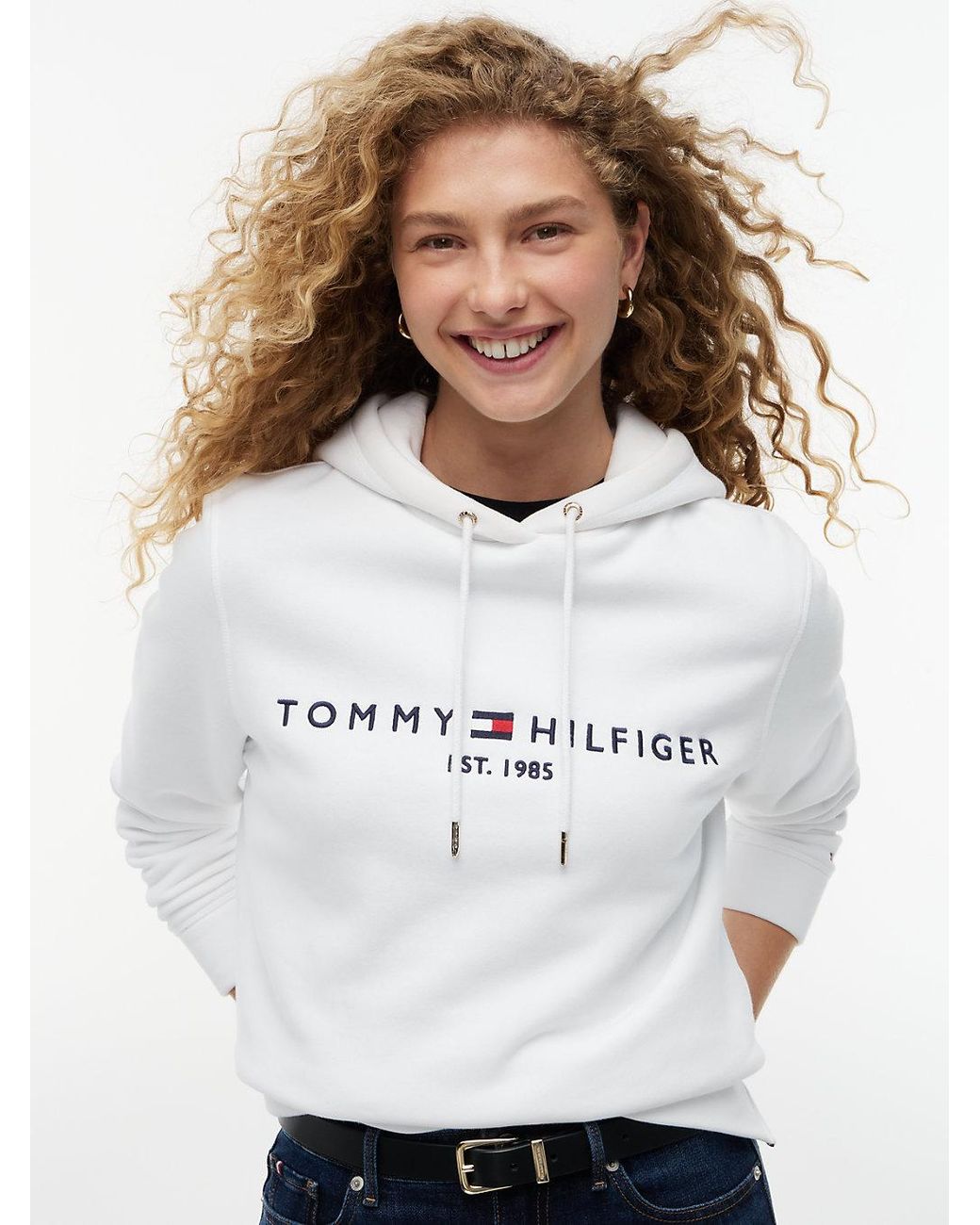 Tommy Hilfiger White Essential Logo Hoody