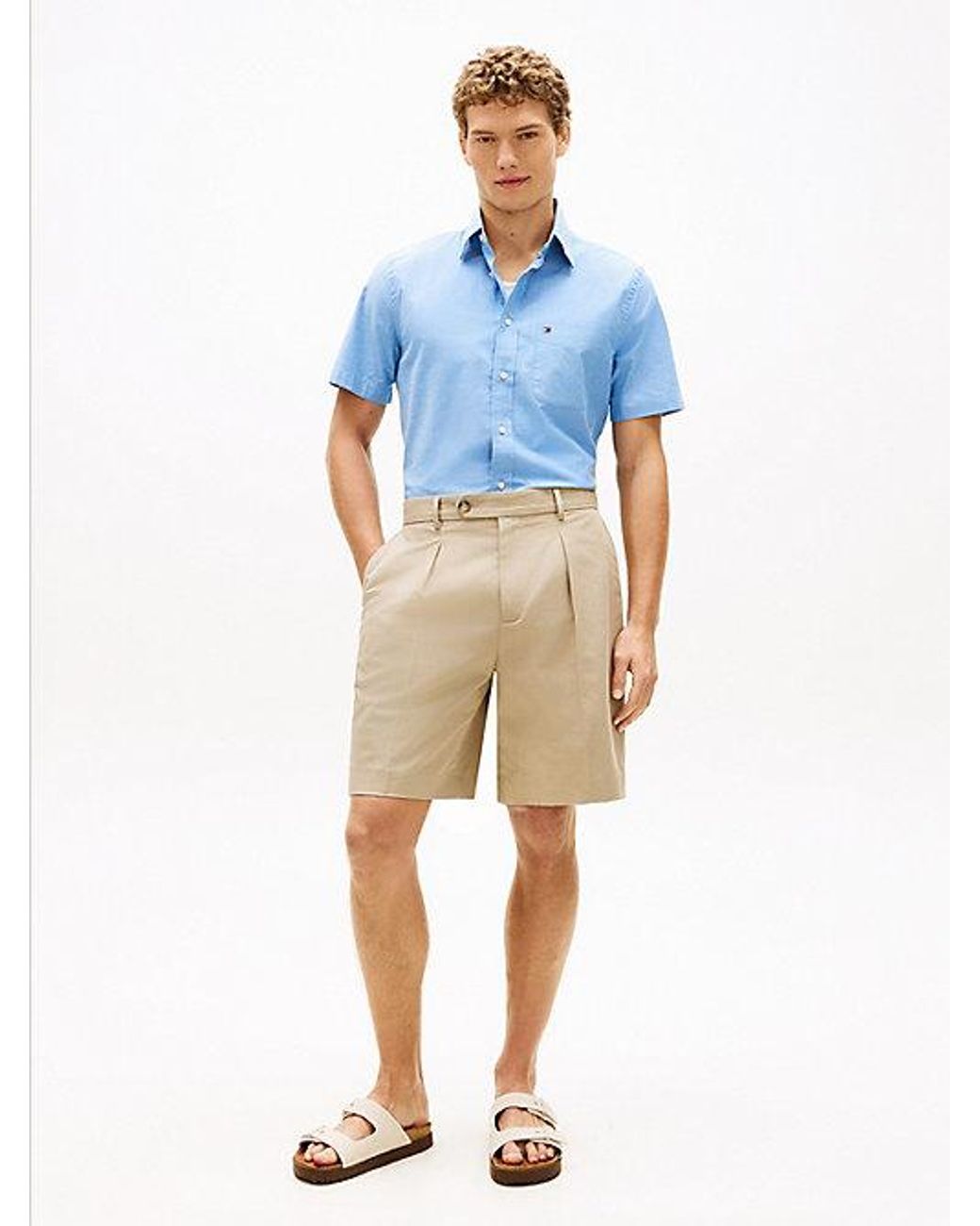 Tommy Hilfiger Regular Fit Lichtgewicht Overhemd Met Korte Mouwen in het Blue voor heren