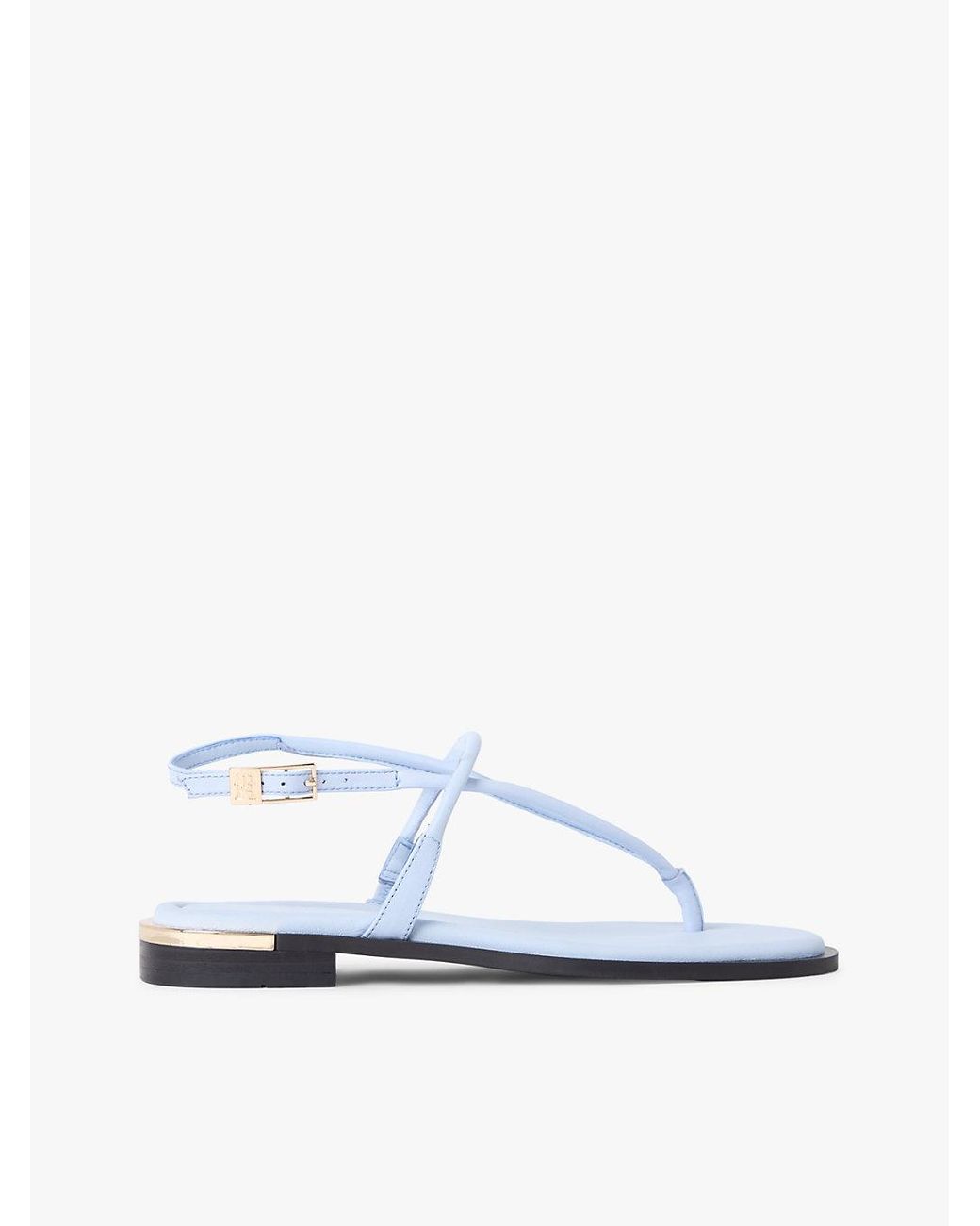 Tommy Hilfiger White Leather Th Monogram-Tone Heel Sandals