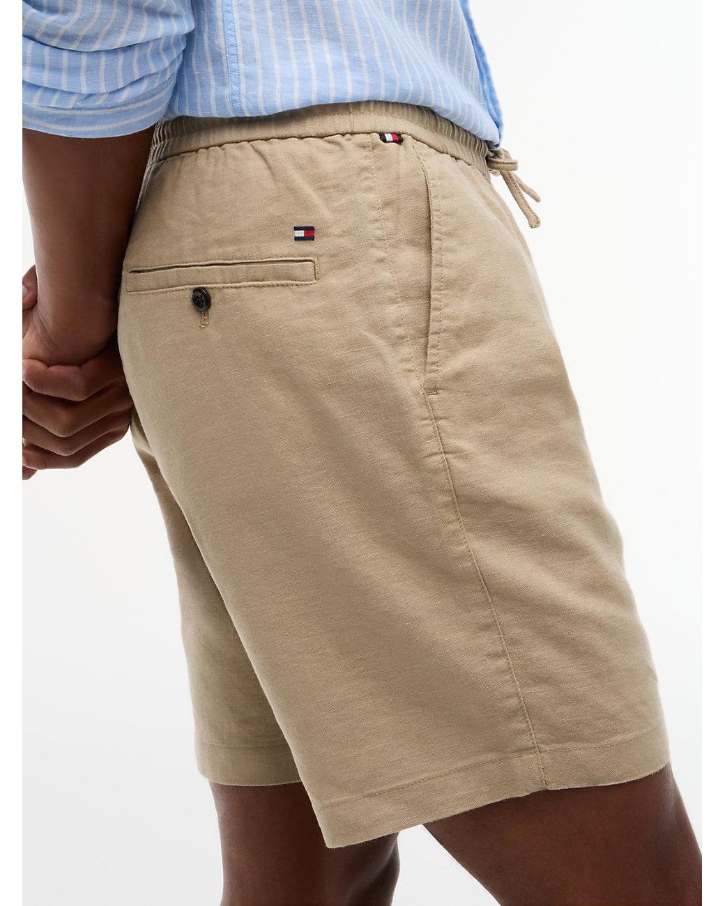 Tommy Hilfiger Blue Dover Linen Blend Regular Fit Chino Shorts for men