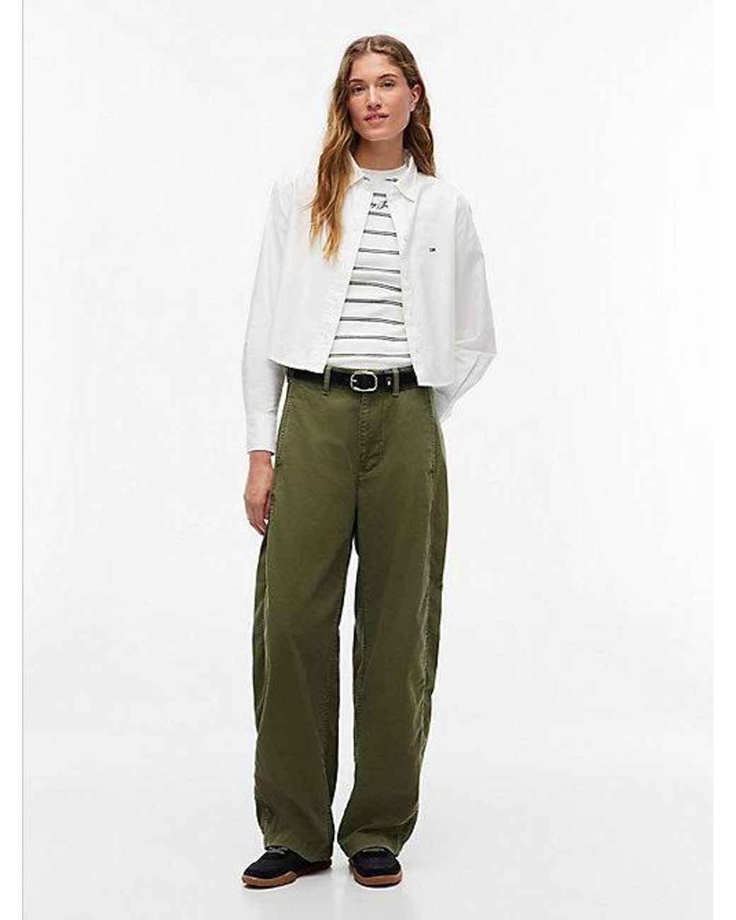 Tommy Hilfiger Green Tommy Jeans Barrel Leg Oxford Trousers
