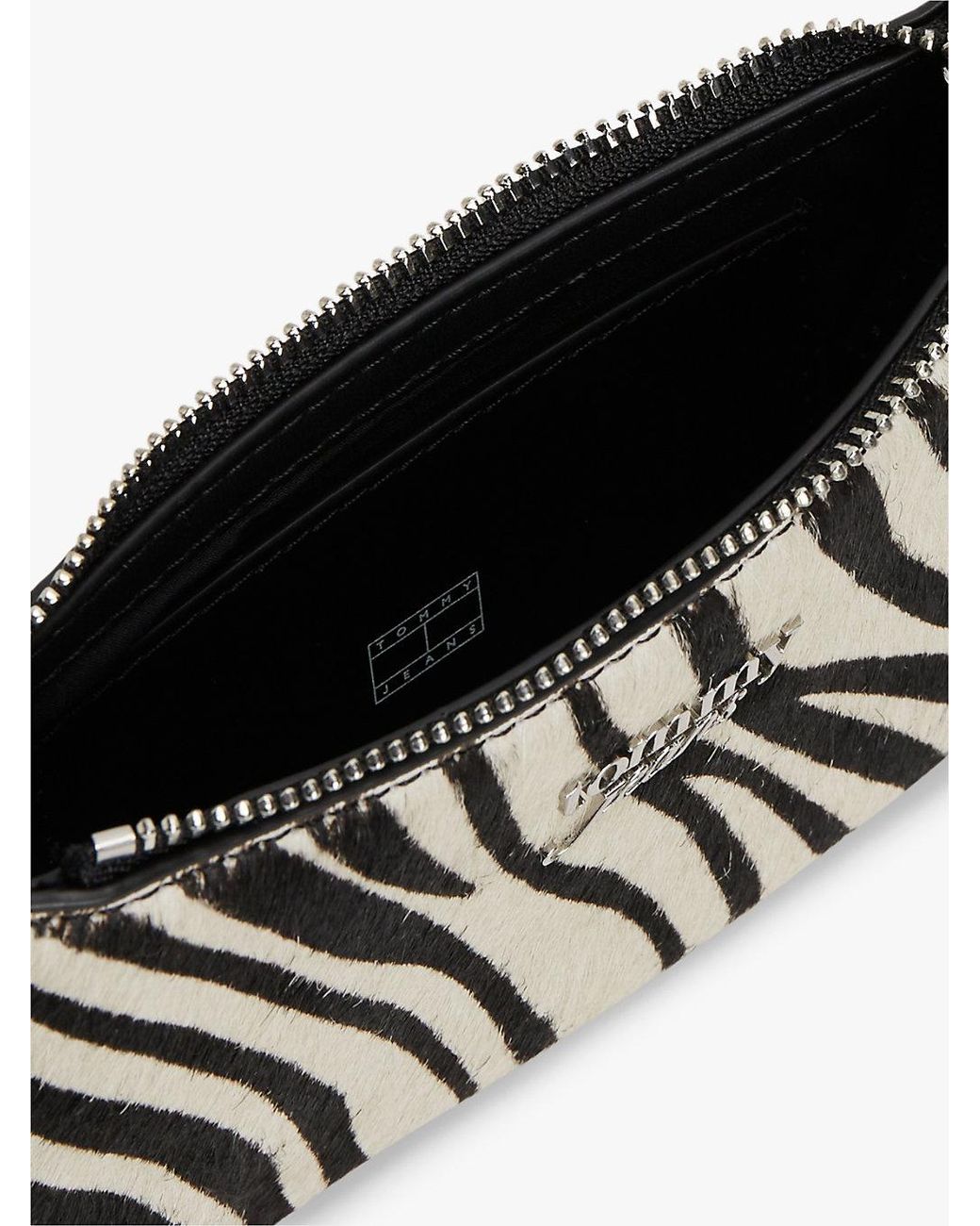 Tommy Hilfiger White Zebra Print Chain Strap Logo Wallet