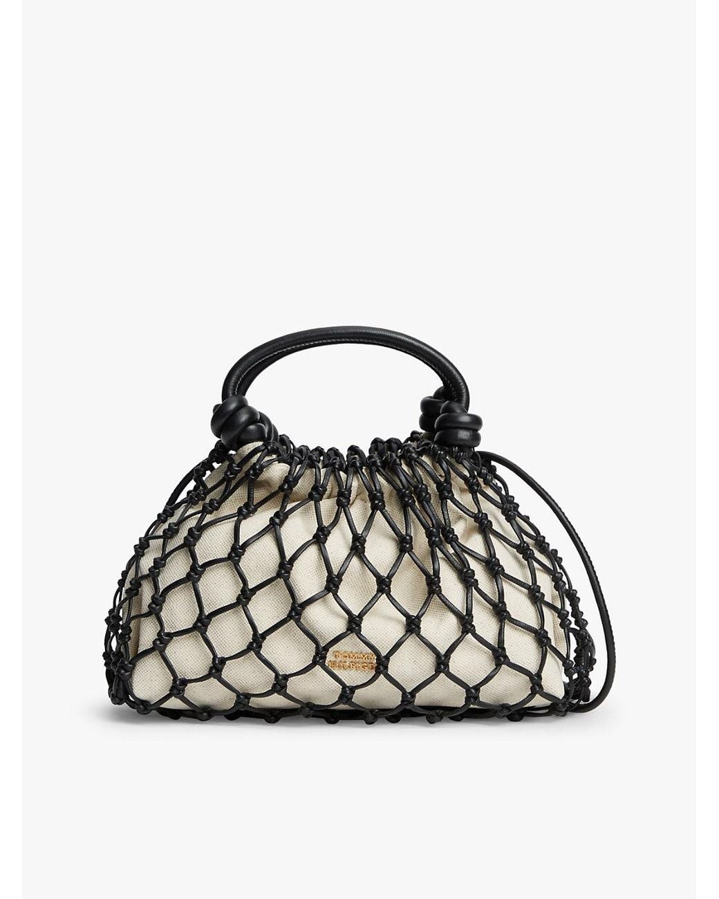 Tommy Hilfiger Black Soft Leather Macrame Crossbody Bag