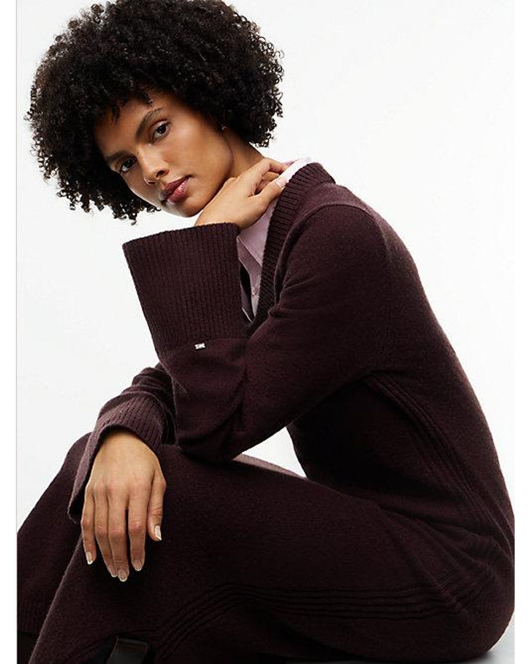 Tommy Hilfiger Multicolor Scoop Neck Long Sleeve Dress With Silk