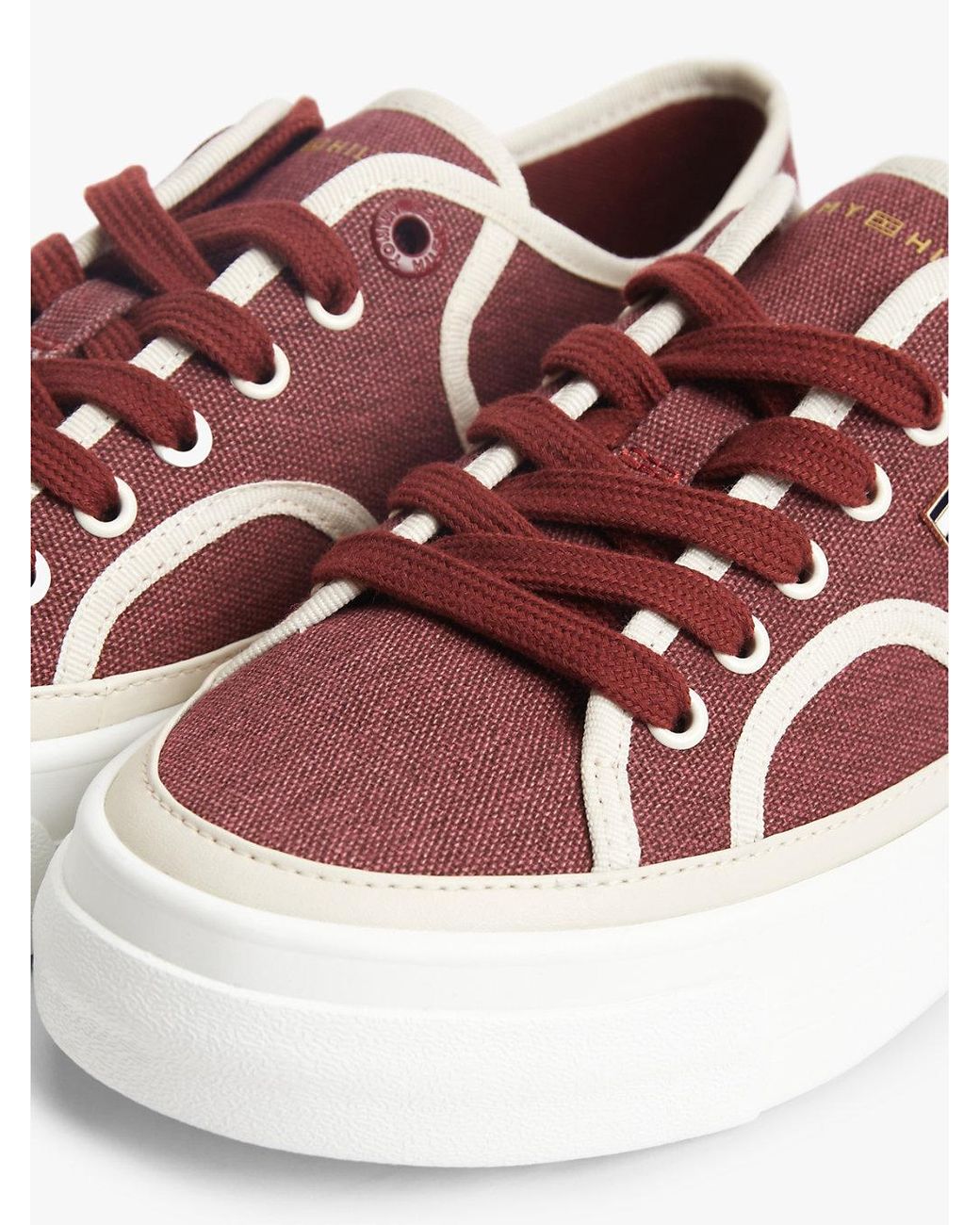 Tommy Hilfiger Multicolor Contrast Piping Canvas Platform Trainers