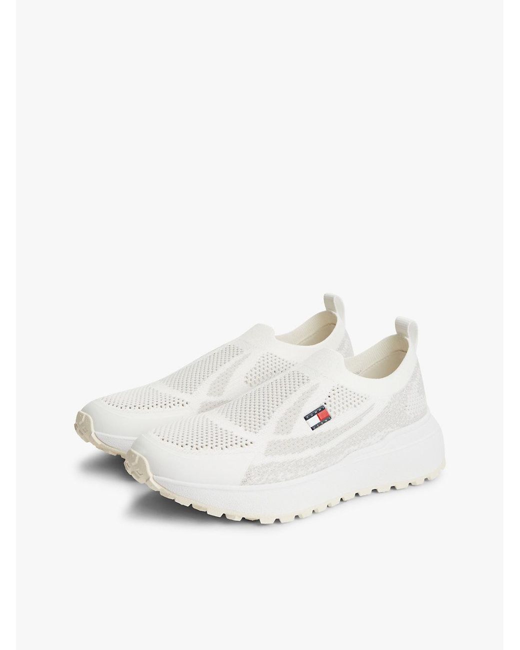 Tommy Hilfiger White Logo Knit Cleat Slip-On Trainers