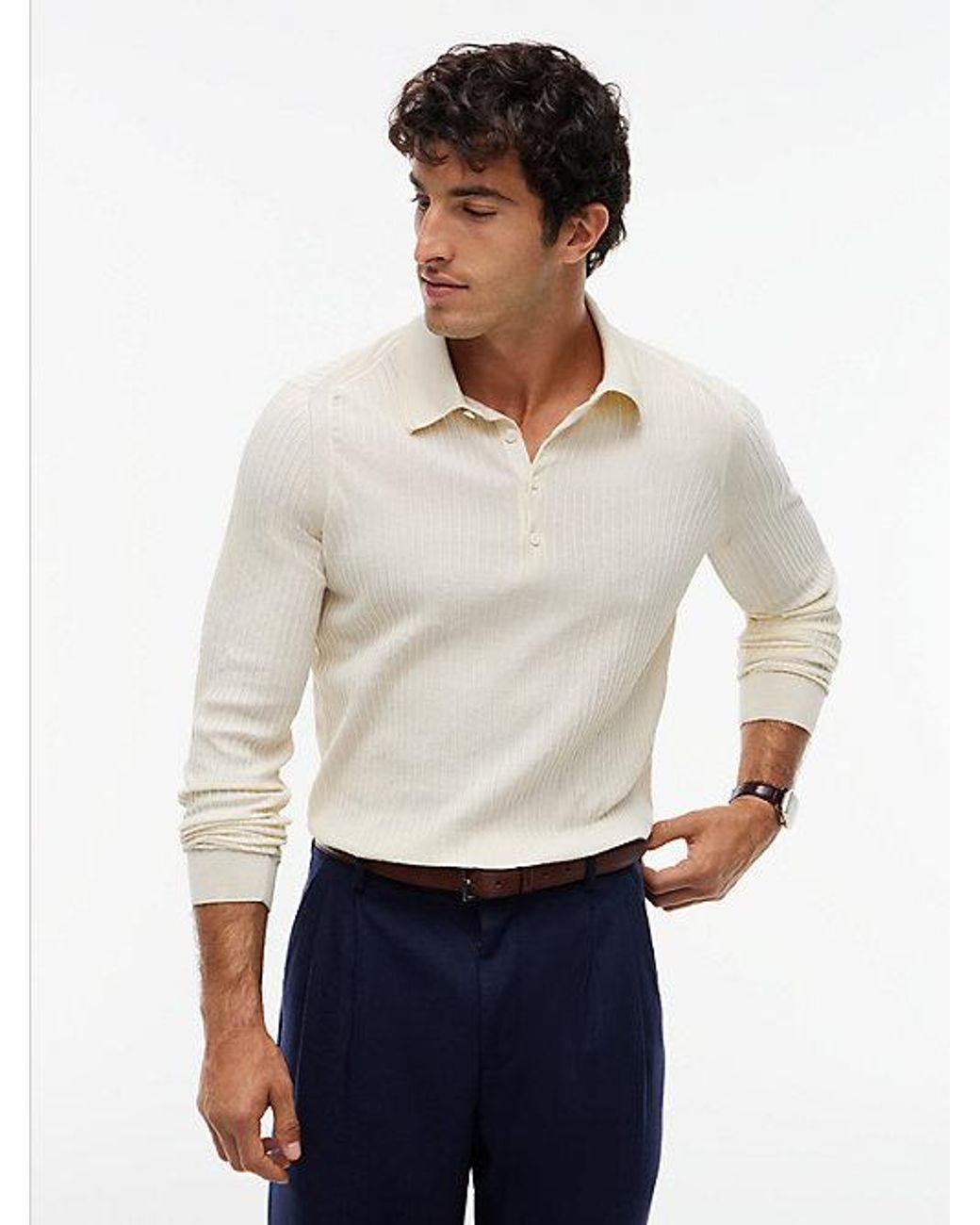 Tommy Hilfiger White New York Label Performance Polo Jumper for men