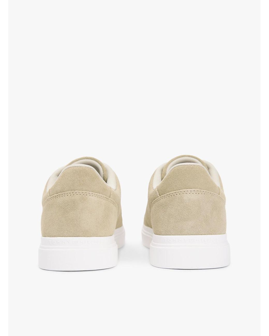 Tommy Hilfiger White Suede Metallic Logo Cupsole Trainers