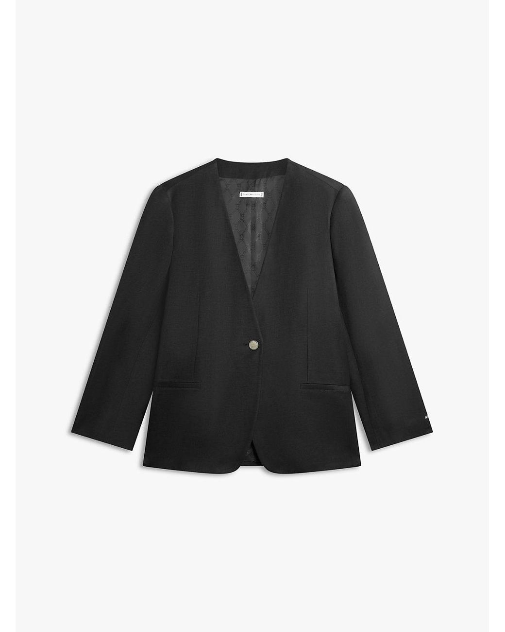 Tommy Hilfiger Black Tone Button Relaxed Linen Blend Blazer