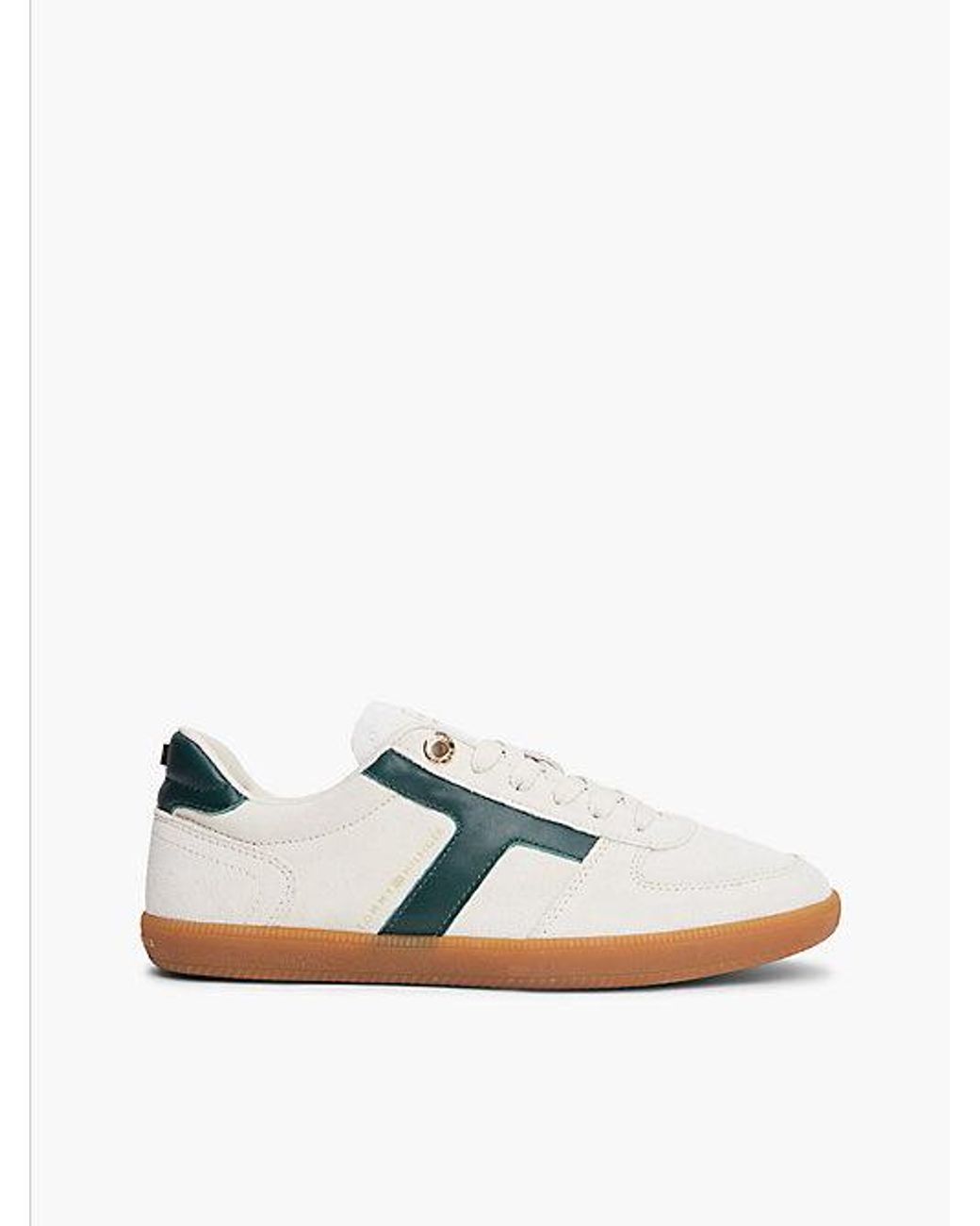 Tommy Hilfiger White Th Tribeca Suede Mixed Texture Enamel Flag Trainers