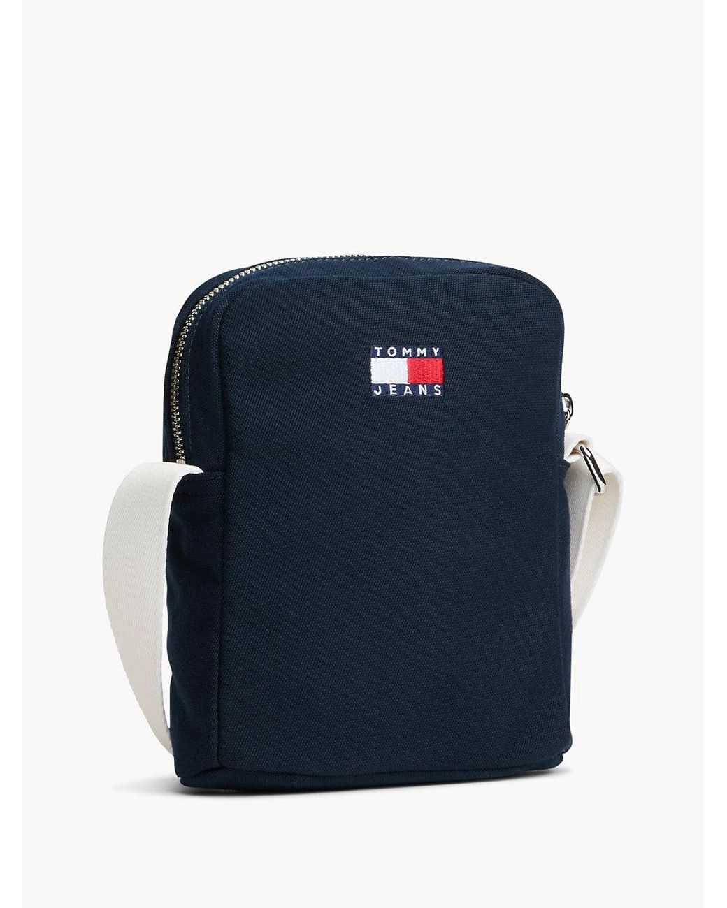Tommy Hilfiger Blue Logo Embroidery Crossbody Reporter Bag for men