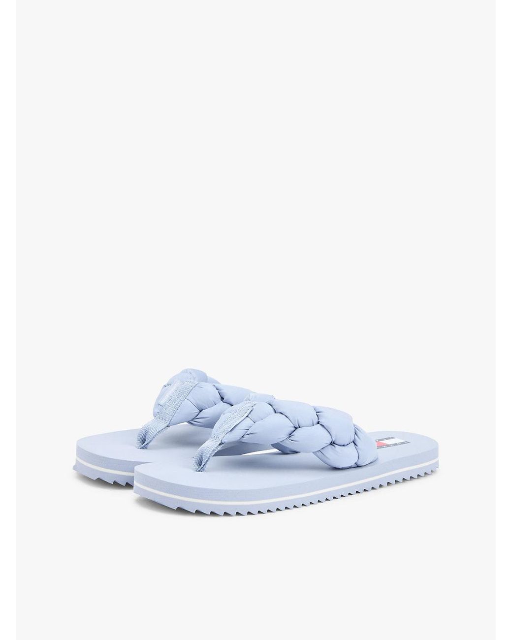 Tommy Hilfiger Blue Braided Padded Strap Serrated Flip-Flops