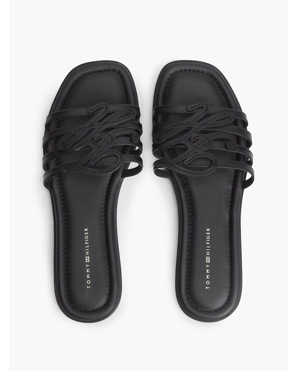 Tommy Hilfiger White Logo Strap Leather Mules