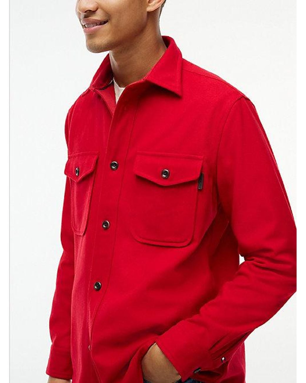 Tommy Hilfiger Red Relaxed Fit Wool Blend Shirt for men