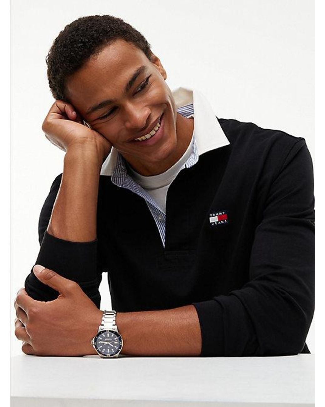 Tommy Hilfiger Black Tommy Jeans Tommy Badge Relaxed Rugby Shirt for men