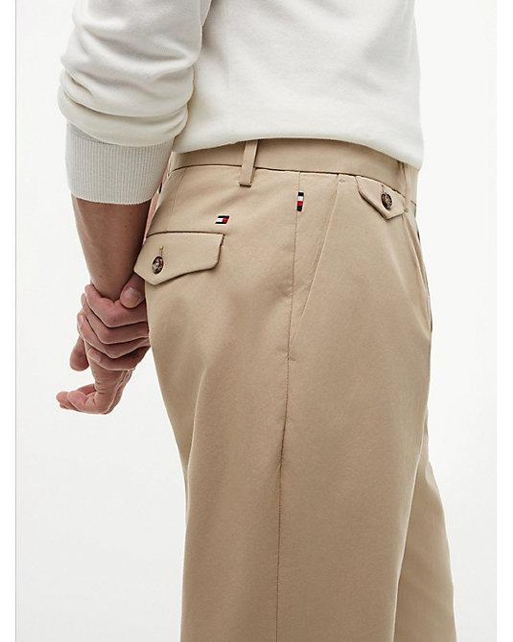 Tommy Hilfiger Natural Harlem Tech Tapered Twill Chinos for men