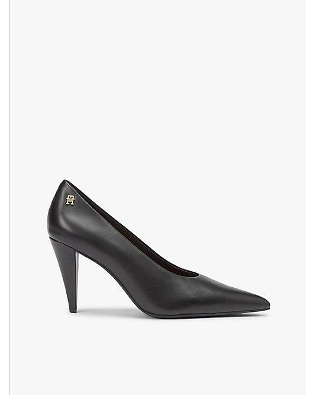 Tommy Hilfiger Leren Pump Met Naaldhak En Th-Monogram in het White