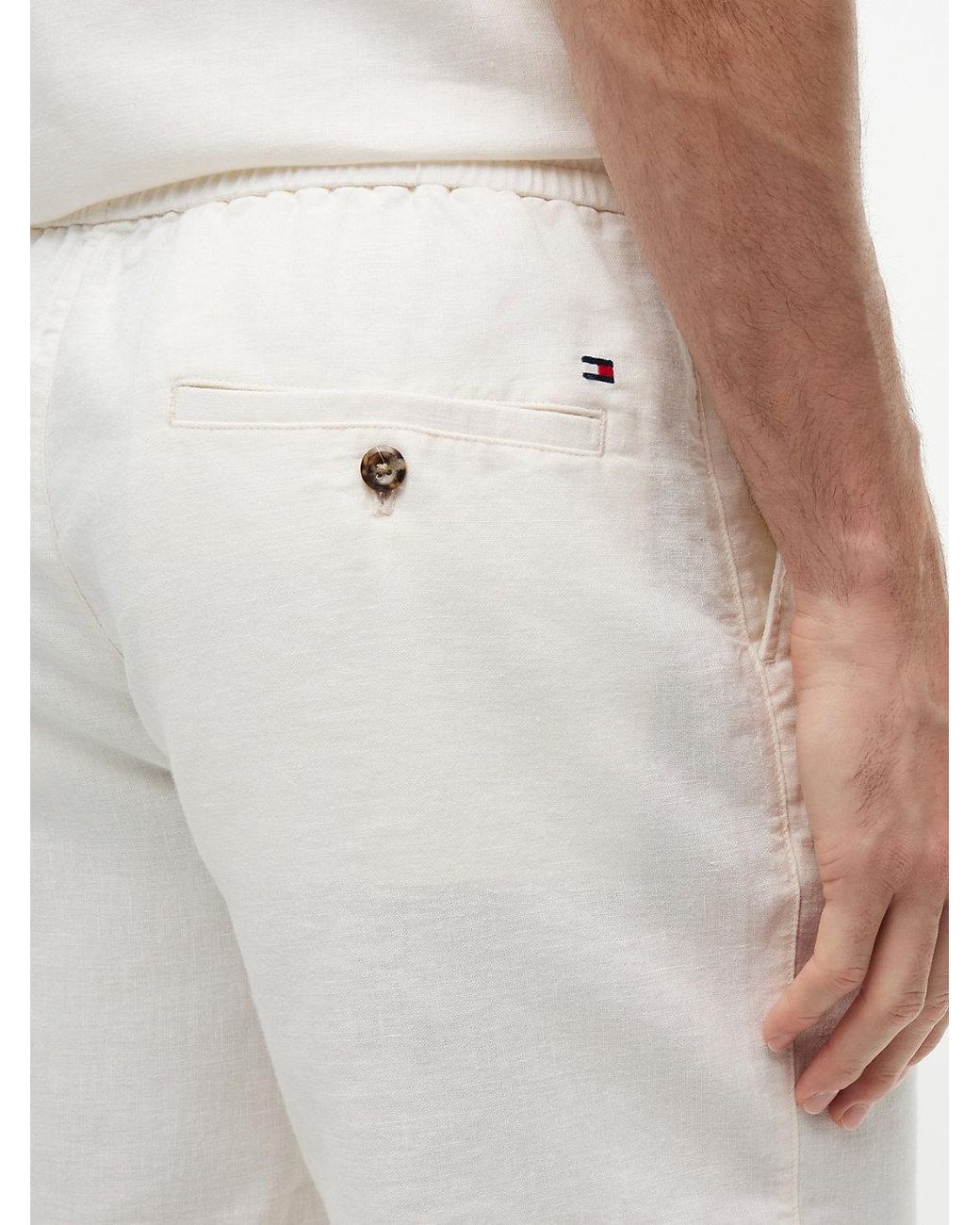 Tommy Hilfiger White Dover Linen Blend Regular Fit Chino Shorts for men