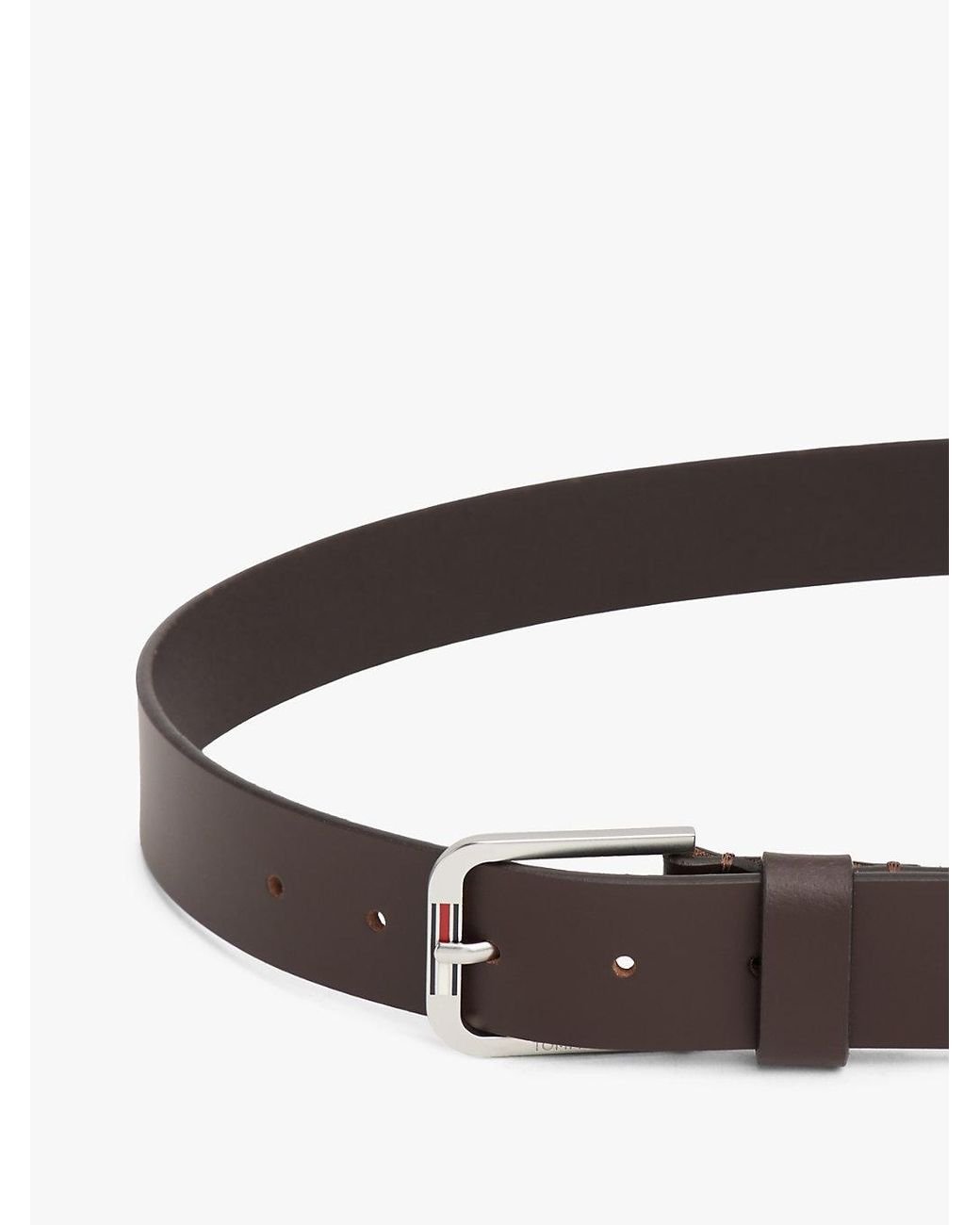 Tommy Hilfiger Brown Austin Signature Square Buckle Leather Belt for men
