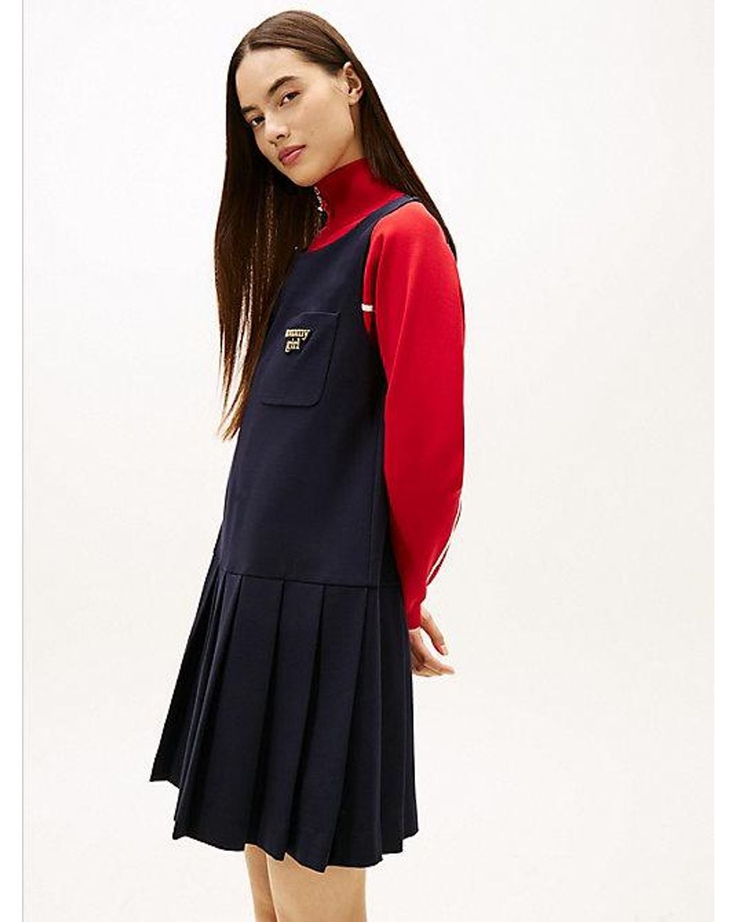 Tommy Hilfiger Red Tommy Girl Logo Mini Pinafore Dress