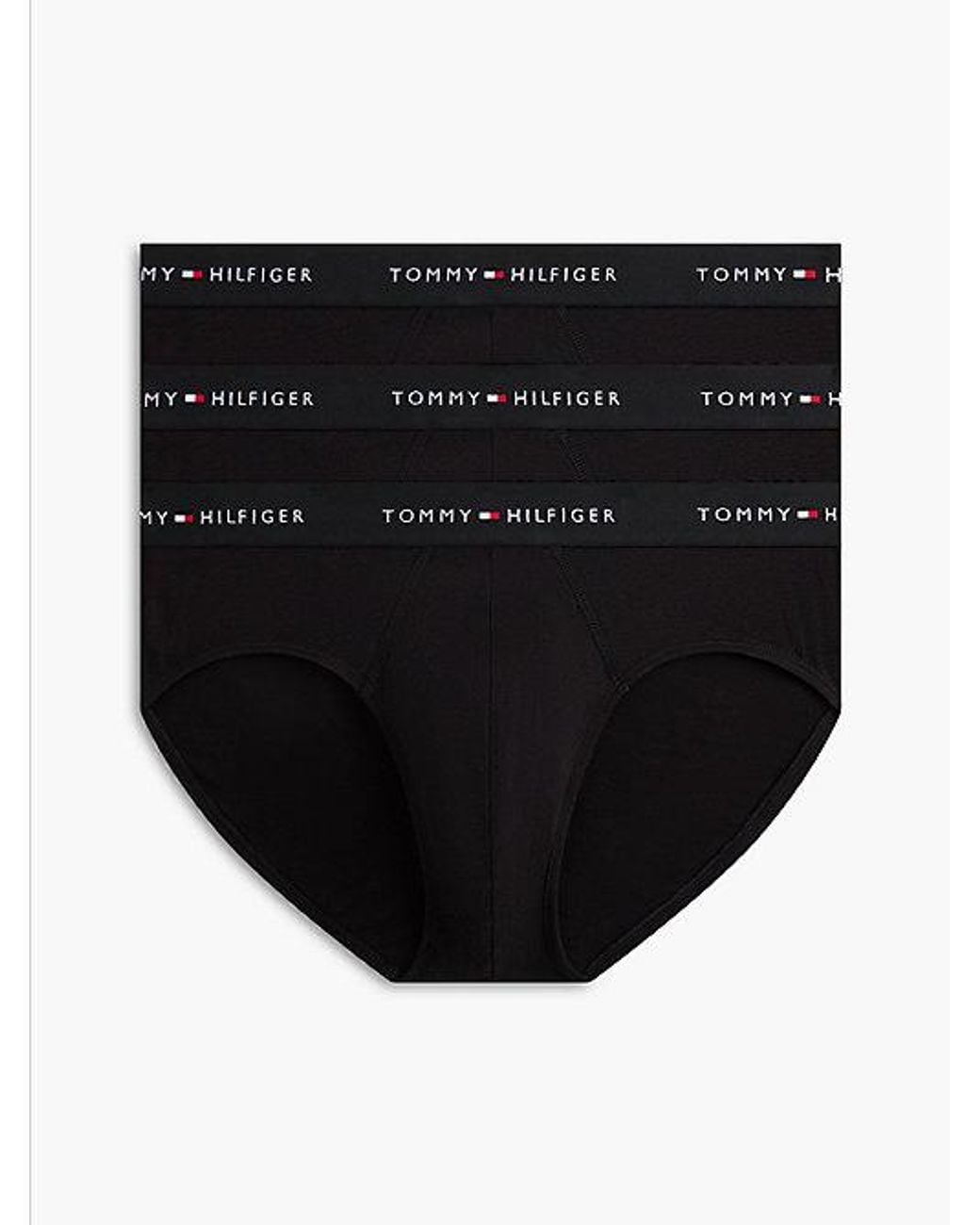 Tommy Hilfiger Black 3 Pack Signature Repeat Logo Waistband Briefs for men