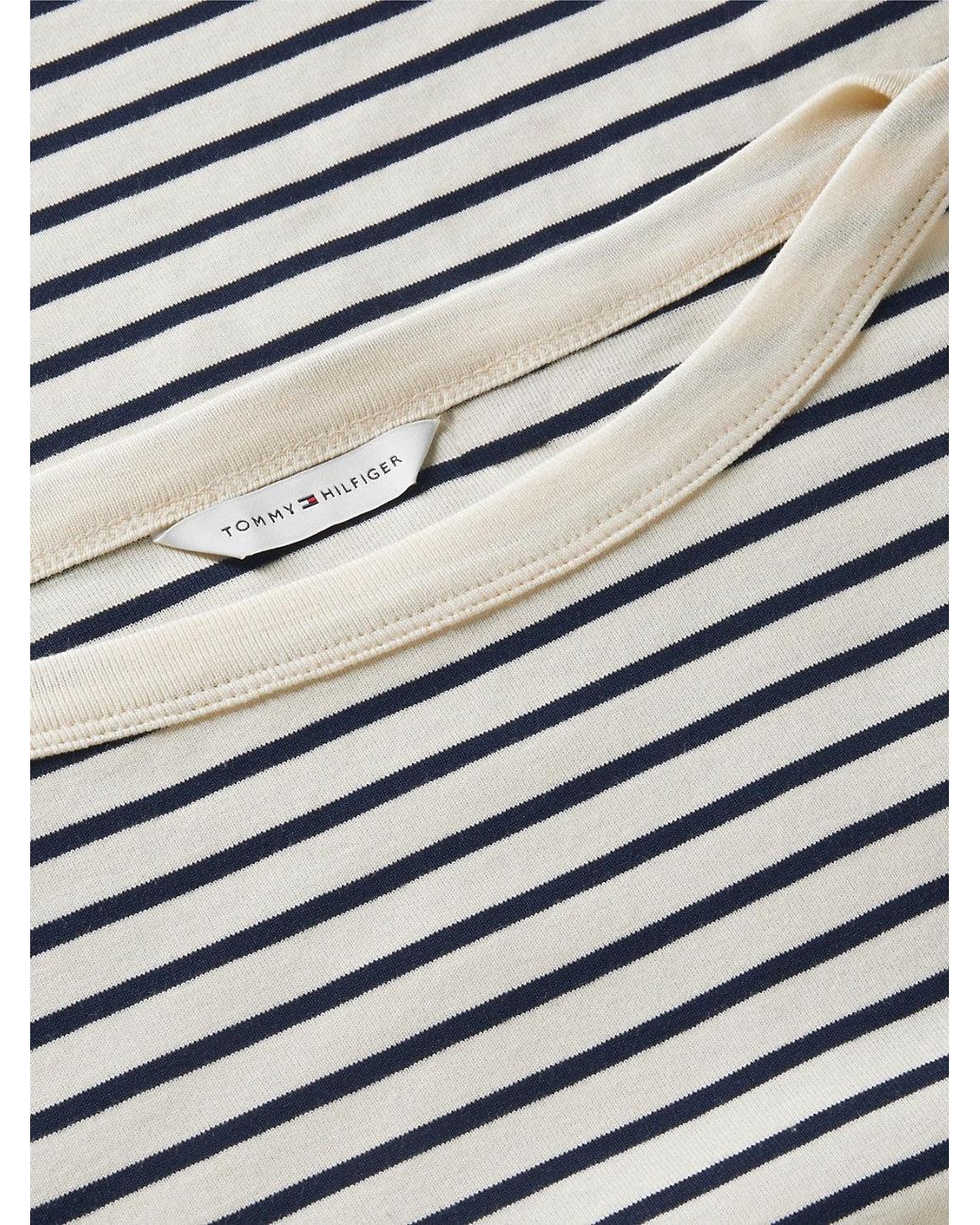 Tommy Hilfiger Blue Tone Button Boat Neck T-Shirt