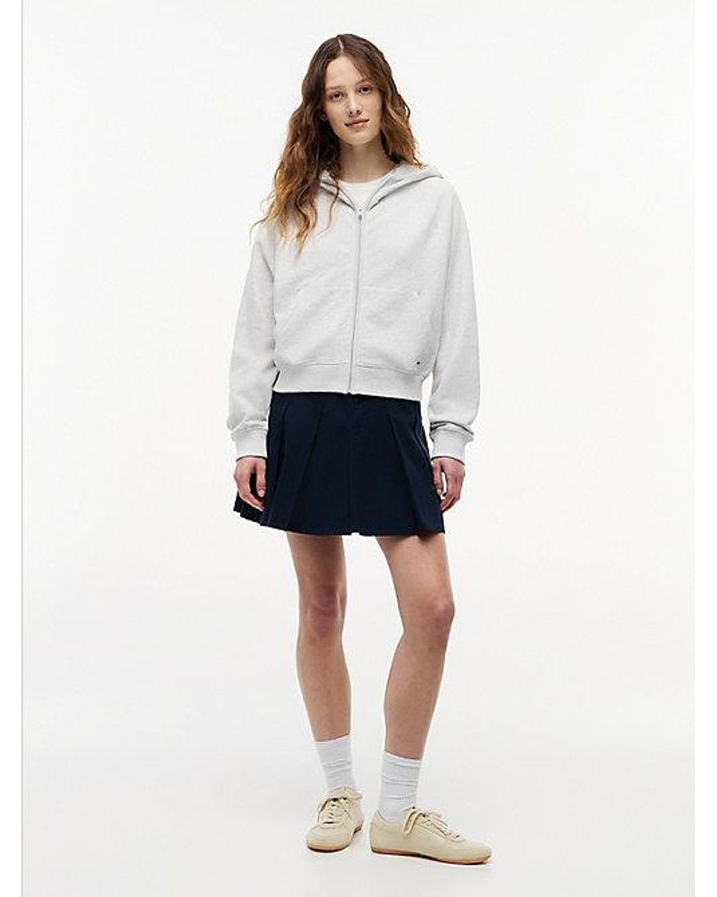Tommy Hilfiger White Tommy Jeans Boxy Sueded Terry Zip Thru Hoody