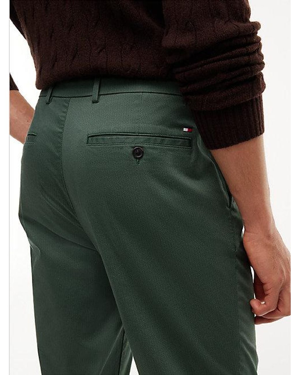 Tommy Hilfiger Green Denton Slim Straight Textured Chinos for men