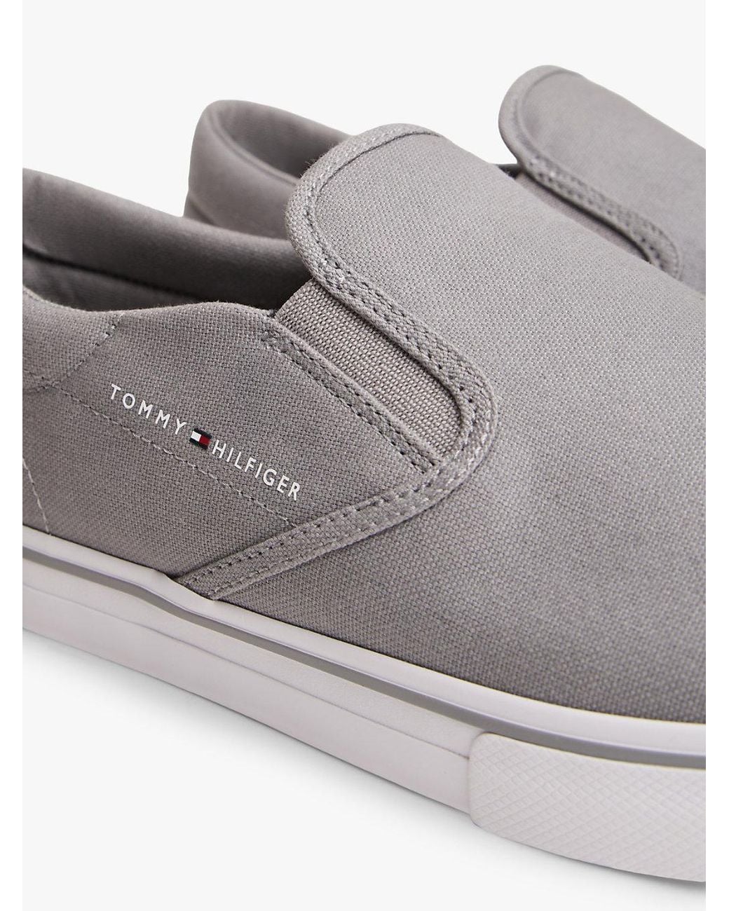 Tommy Hilfiger White Canvas Slip-On Trainers for men
