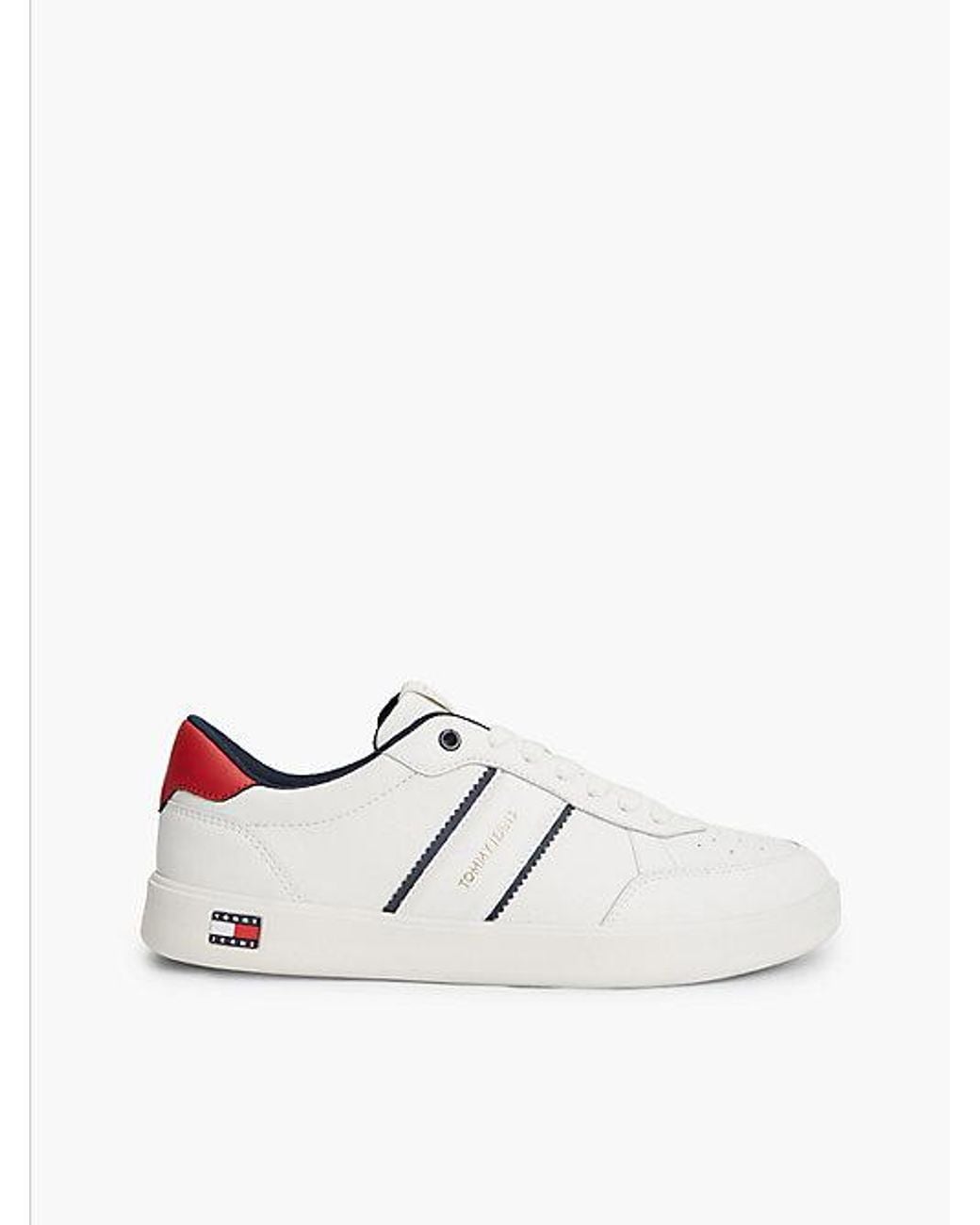 Tommy Hilfiger White Tommy Jeans Lightweight Court Trainers With Leather for men
