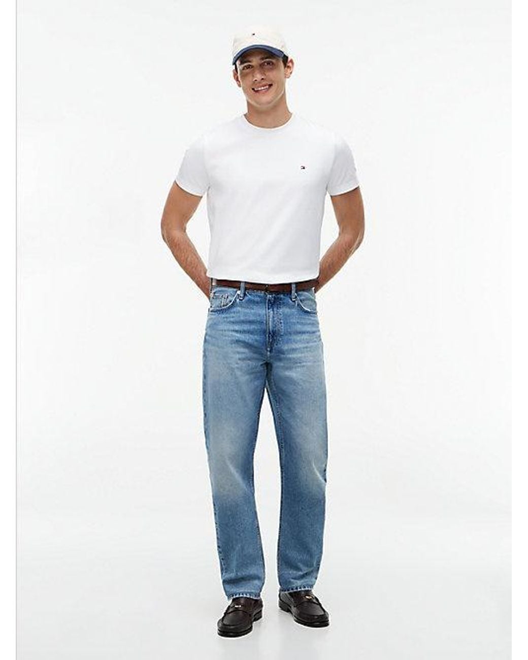 Tommy Hilfiger White Flag Embroidery Slim Interlock Knit T-Shirt for men