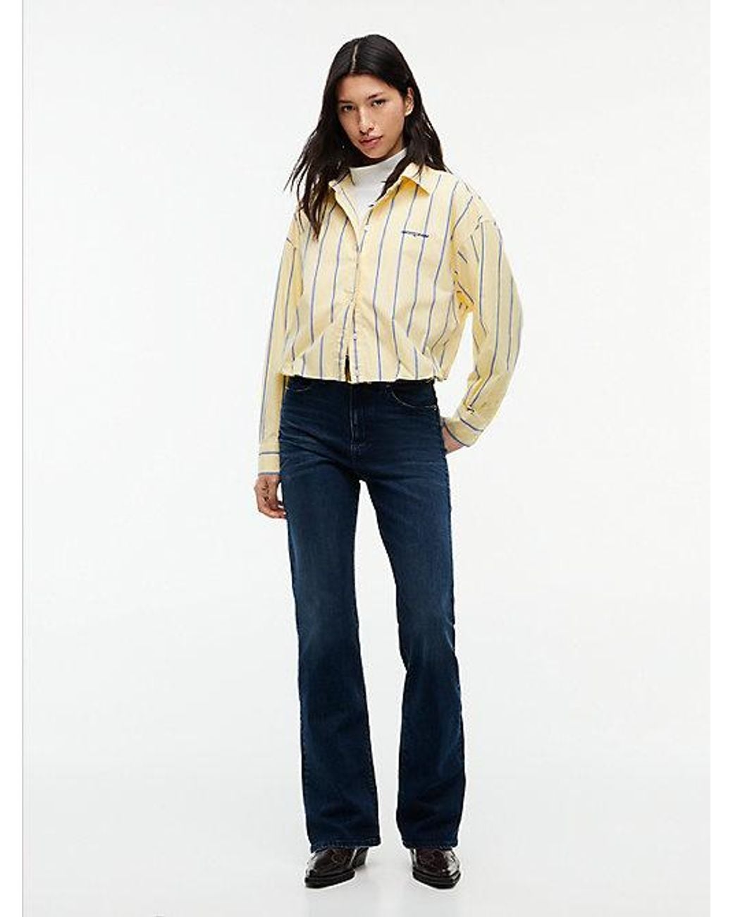 Tommy Hilfiger Natural Oversized Fit Cropped Gathered Poplin Shirt