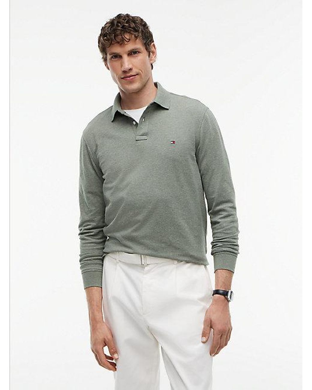 Tommy Hilfiger Gray 1985 Regular Fit Long Sleeve Polo Shirt for men