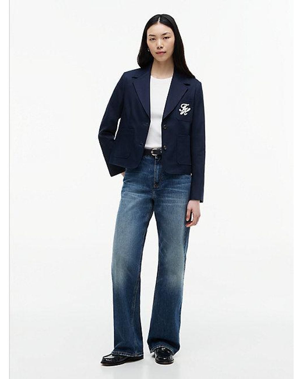 Tommy Hilfiger Blue Regular Fit Logo Appliqué Blazer