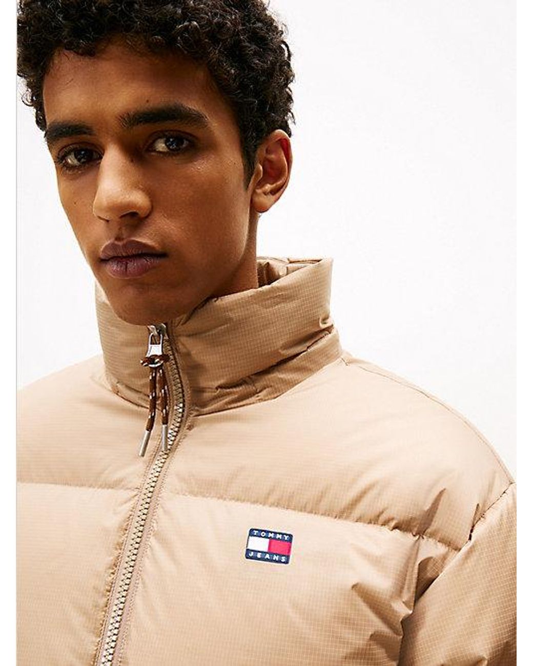 Tommy Hilfiger Natural Tommy Jeans Down Hooded Ripstop Alaska Puffer Jacket for men