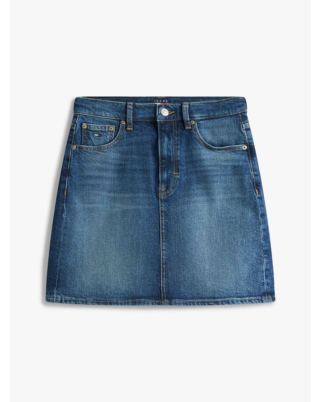 Tommy Hilfiger Blue Ultra High Rise Mom Denim Mini Skirt