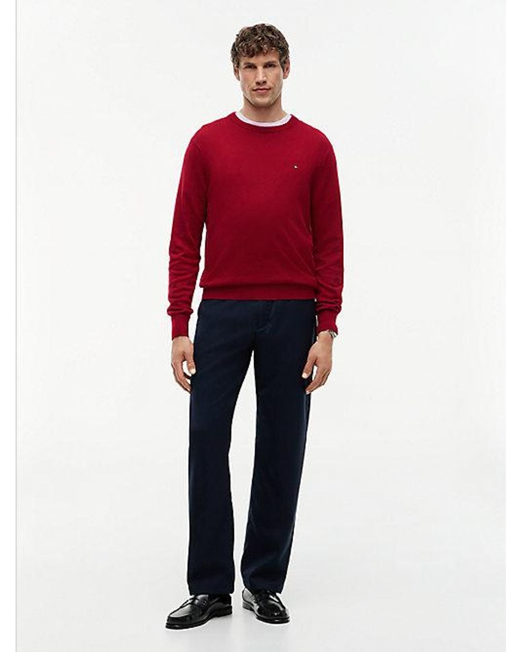 Tommy Hilfiger Red Crew Neck Jumper With Cashmere for men