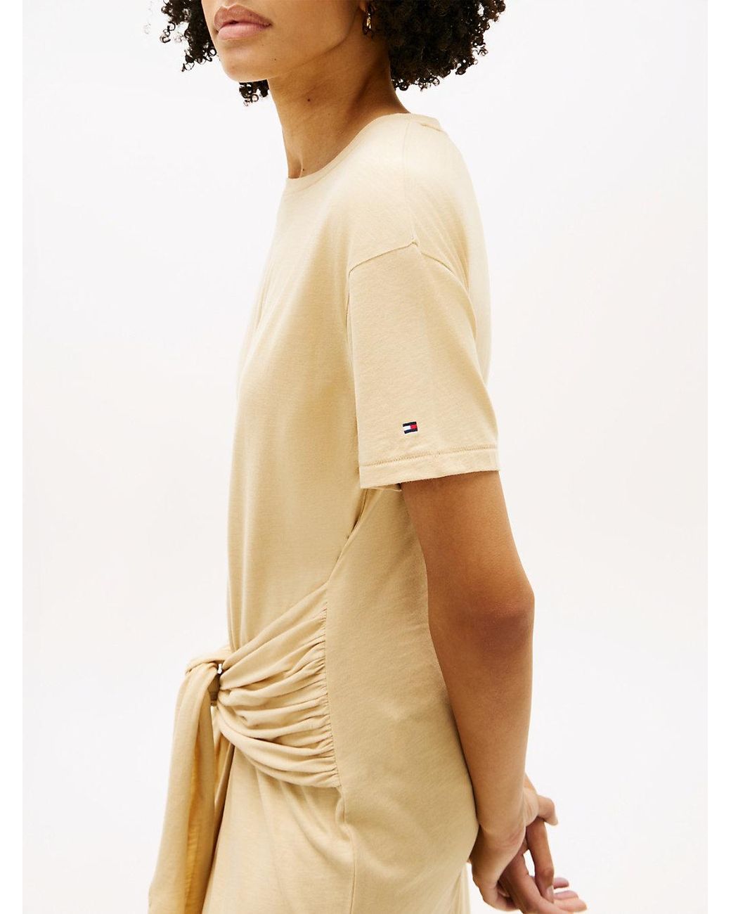 Tommy Hilfiger Natural Textured Knot Relaxed Midi T-Shirt Dress