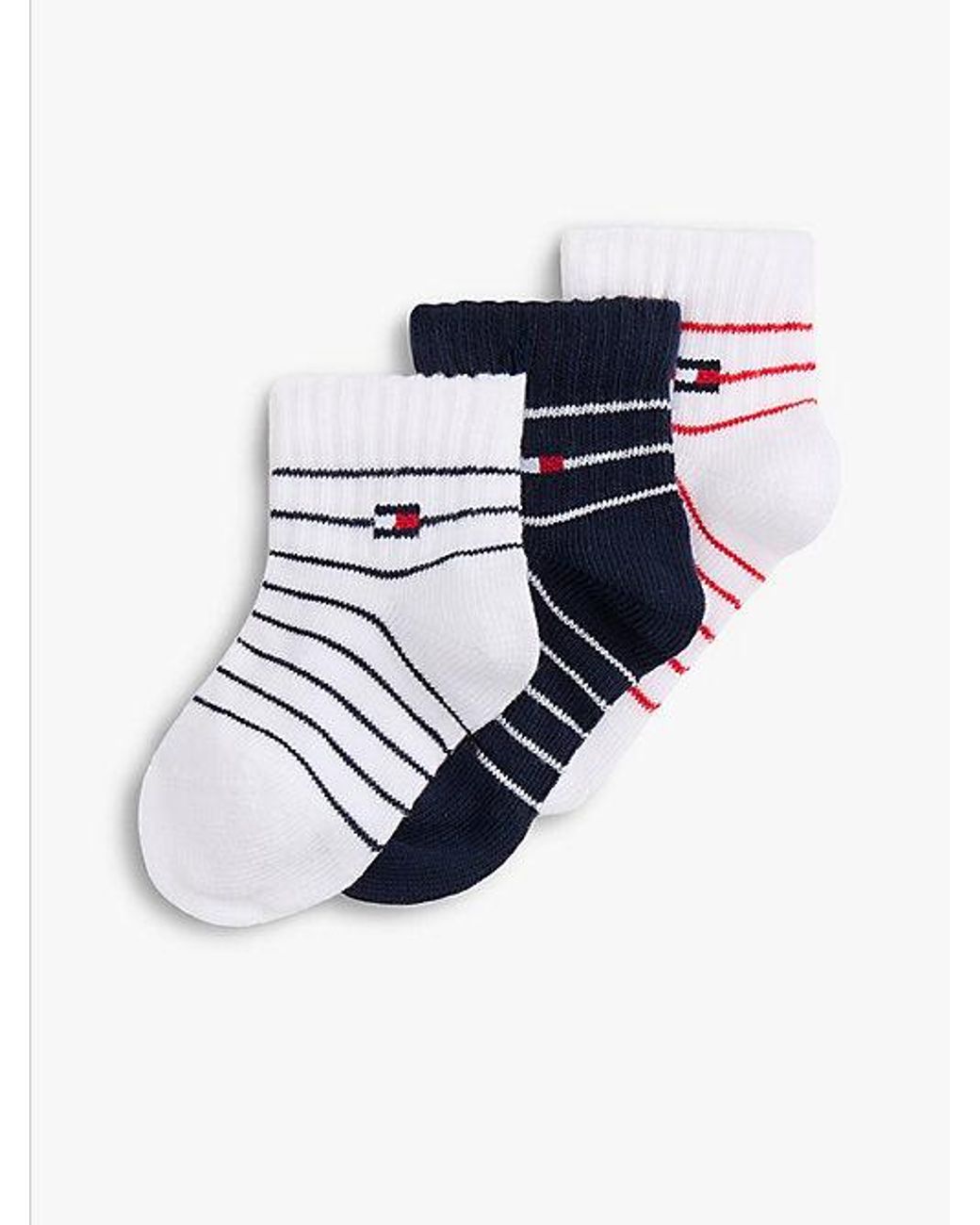 Tommy Hilfiger White 3 Pack Breton Stripe Socks Gift Box