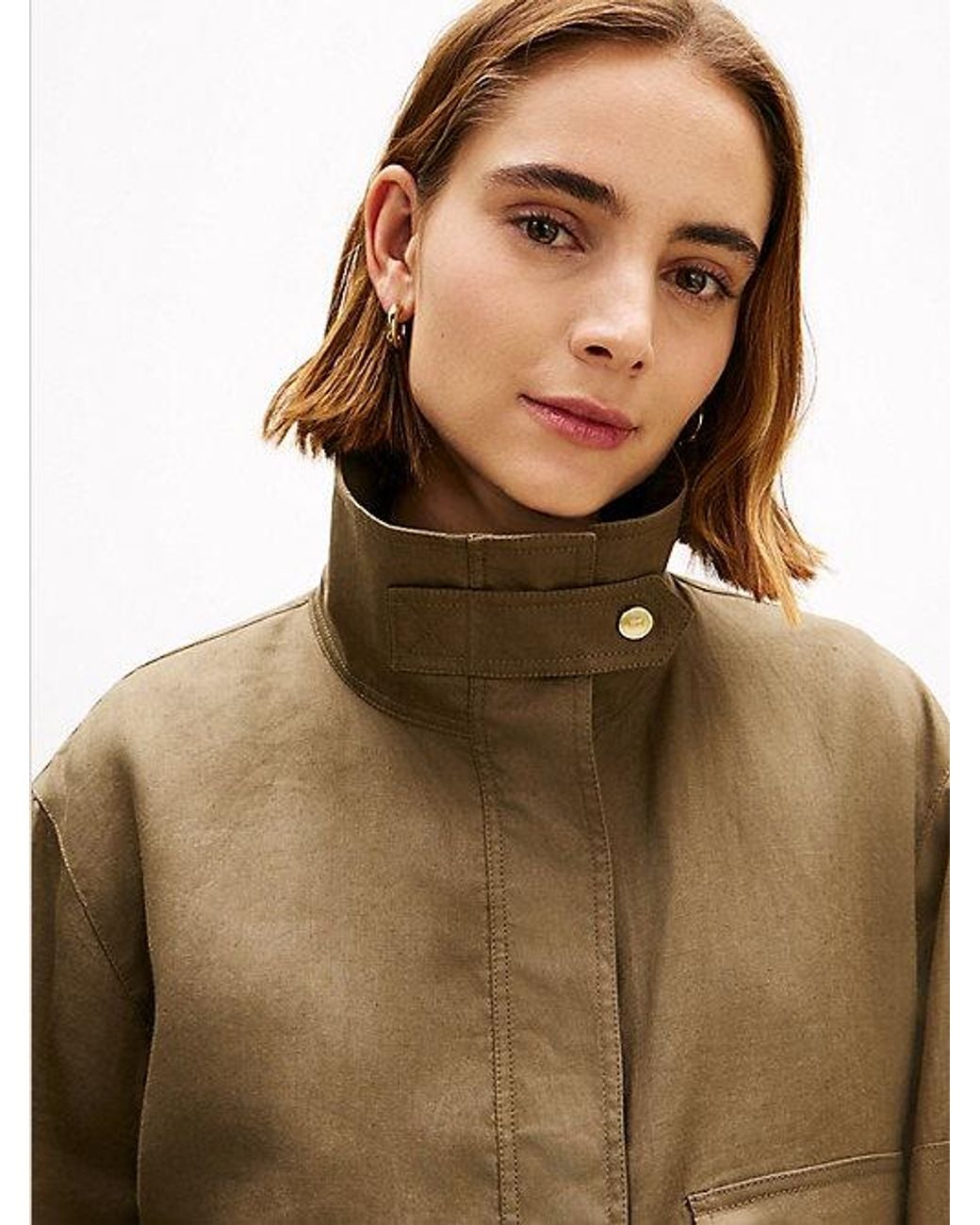 Tommy Hilfiger Natural Tone Button Pure Linen Utility Jacket