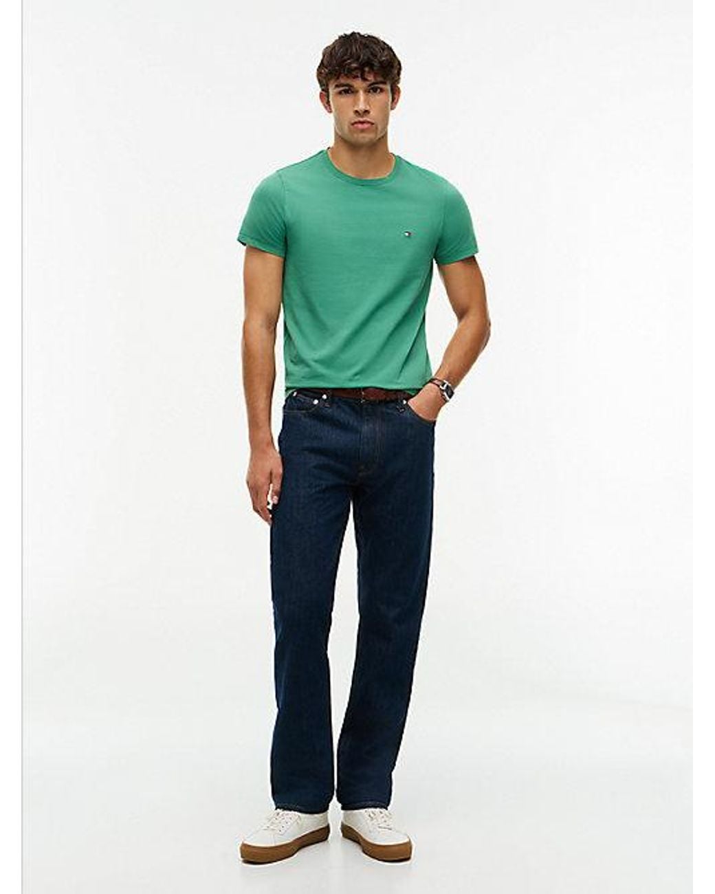Tommy Hilfiger Green Flag Embroidery Slim Jersey T-Shirt for men